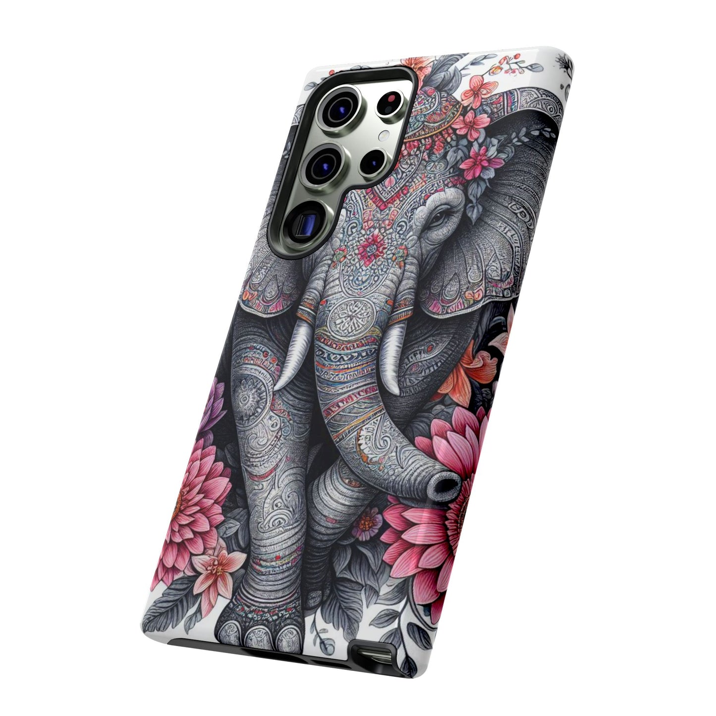 Bohemian Floral Elephant Mobile Cover – Intricate Mandala Art