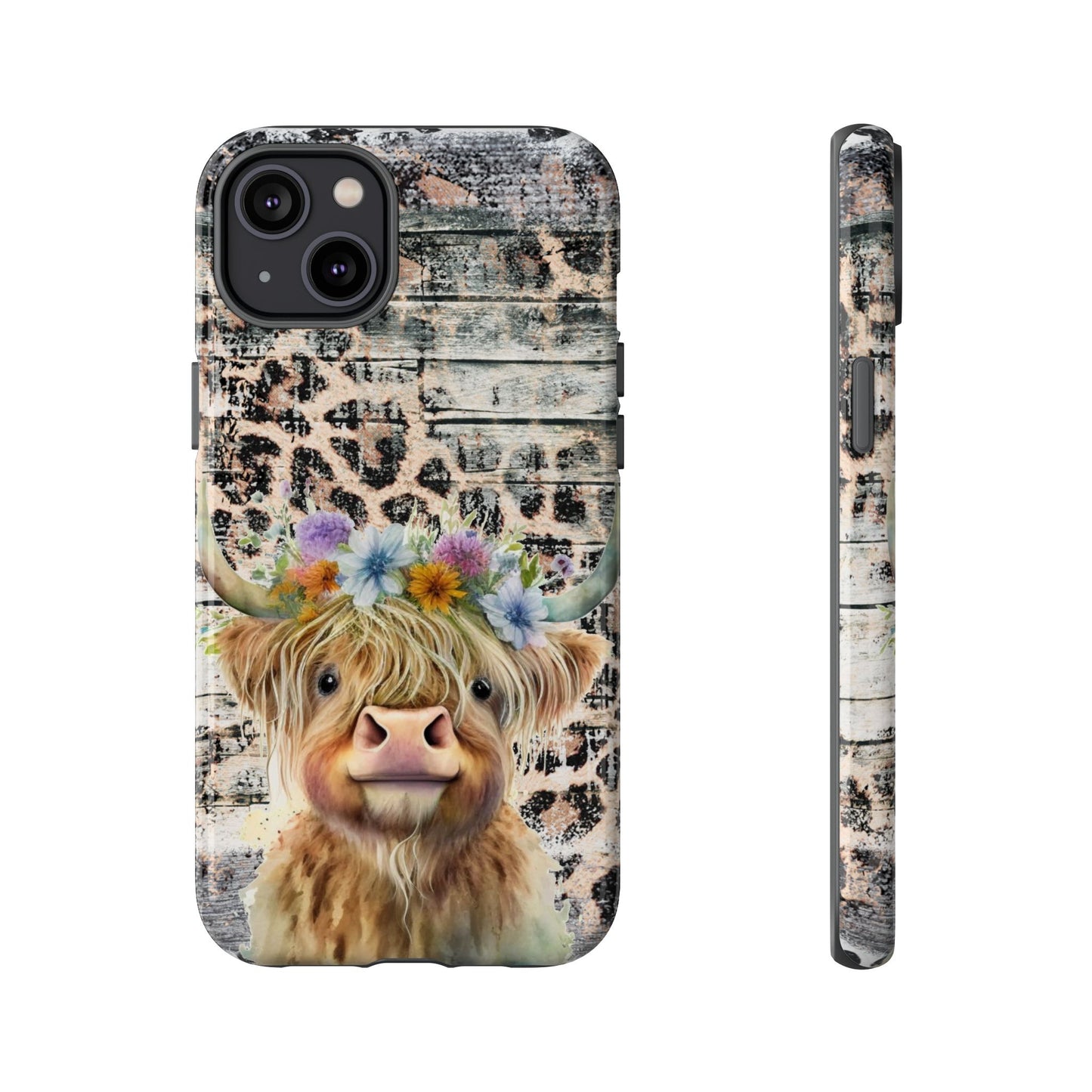 Leopard Print Heifer Phone Case - iPhone, Samsung & Google Pixel Cover - Artistic Cow Phone Case, Animal Lover Gift