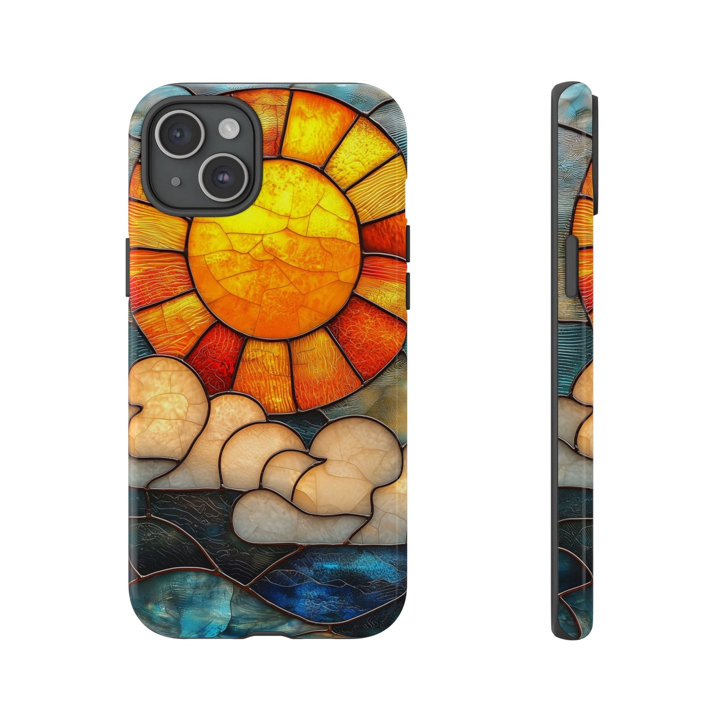 Modern Stained Glass Phone Case – Warm Tones & Abstract Landscape for iPhone, Samsung & Pixel
