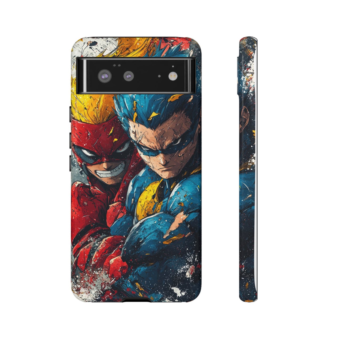 Comic Clash: Superhero Duo | Action, Power, Justice, Heroes, Manga Style Phone Case for iPhone, Samsung & Pixel