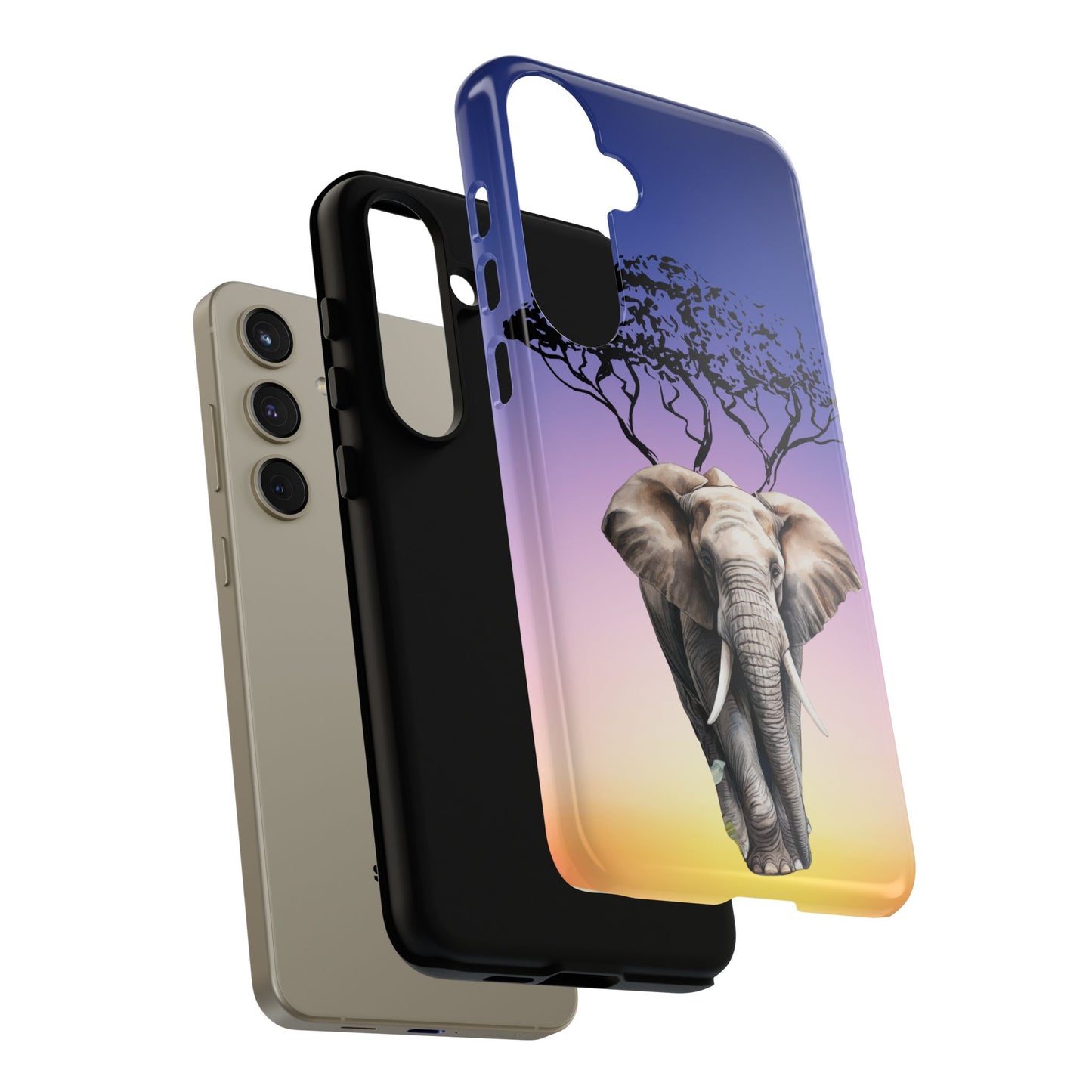 Surreal Elephant Tree Mobile Cover – Dreamy Sunset Fantasy