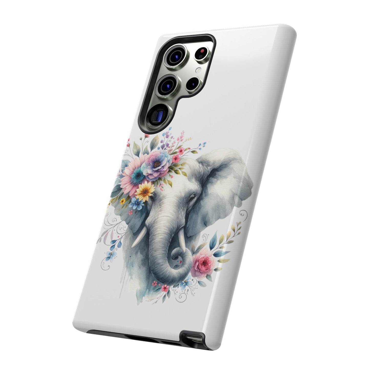 Floral Elephant Mobile Cover – Elegant Watercolor Art