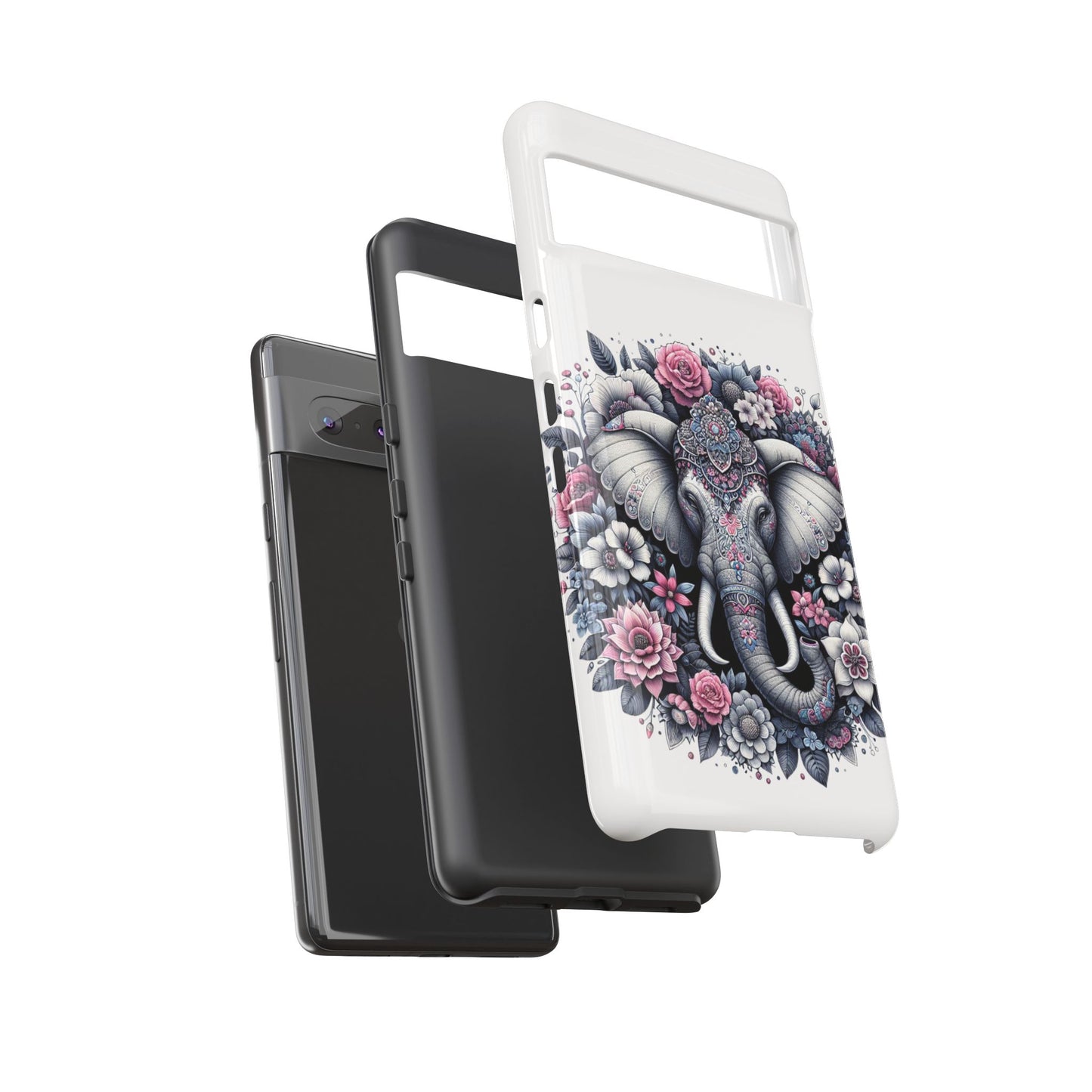 Ornate Floral Elephant Mobile Cover – Elegant Bohemian Art