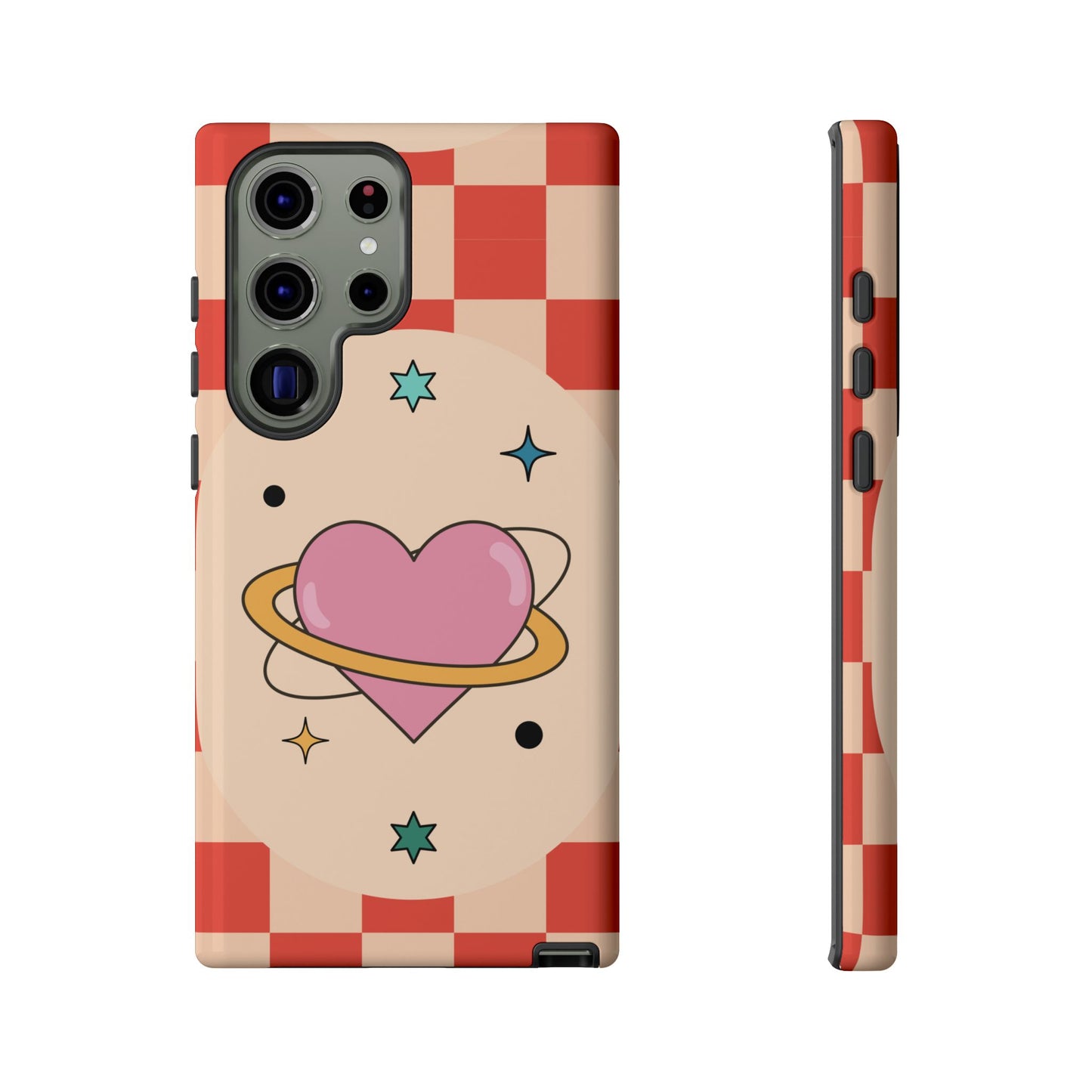 Retro Heart Tile Phone Case – Vintage Aesthetic Cover for iPhone, Samsung & Google Pixel