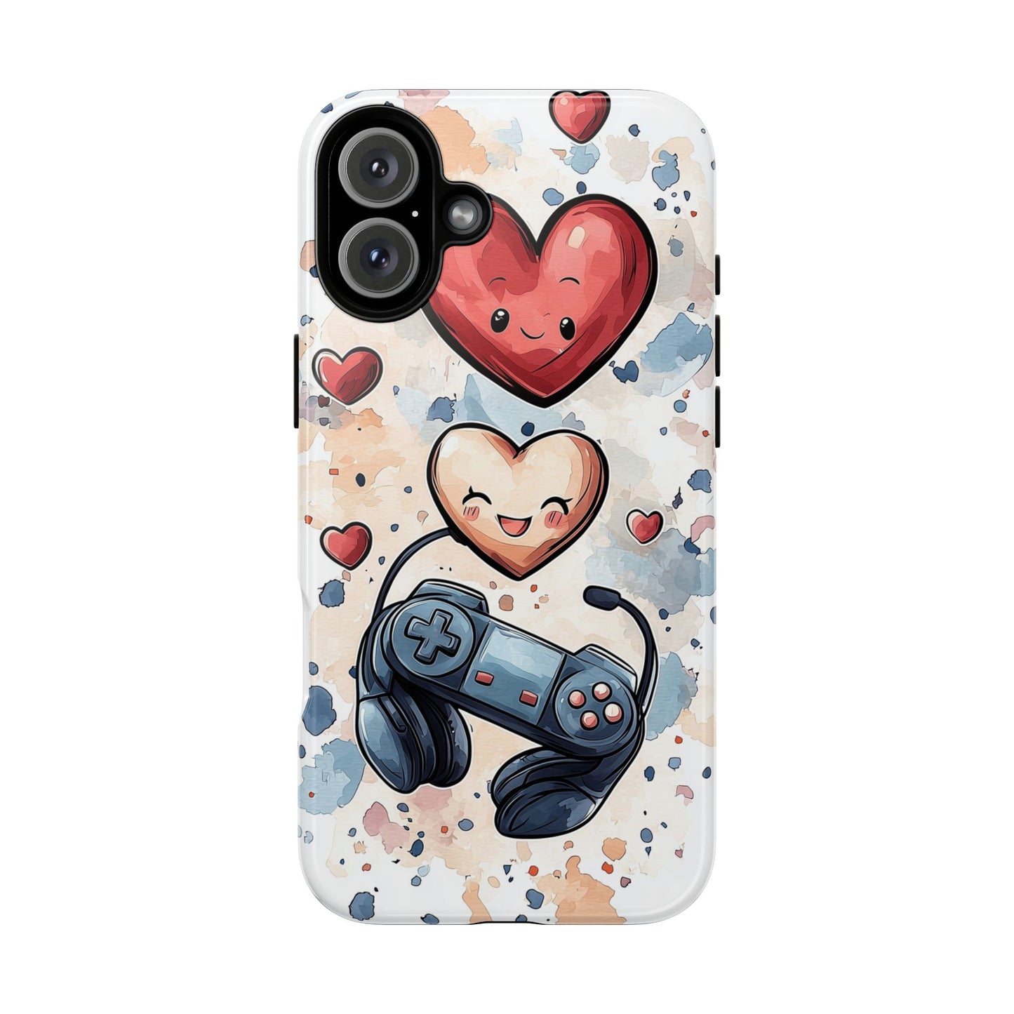 Gaming Love: Kawaii Hearts Anime Phone Case for iPhone, Samsung, Google Pixel