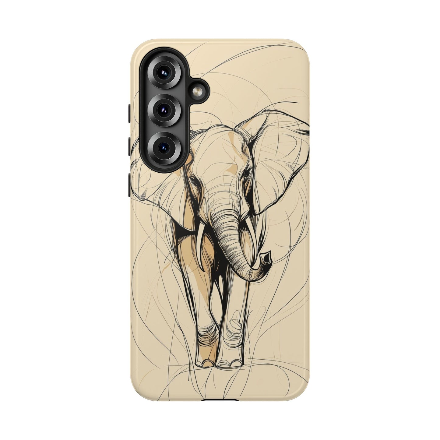 Majestic March: Dynamic Elephant Line Art Phone Case for iPhone, Samsung & Pixel