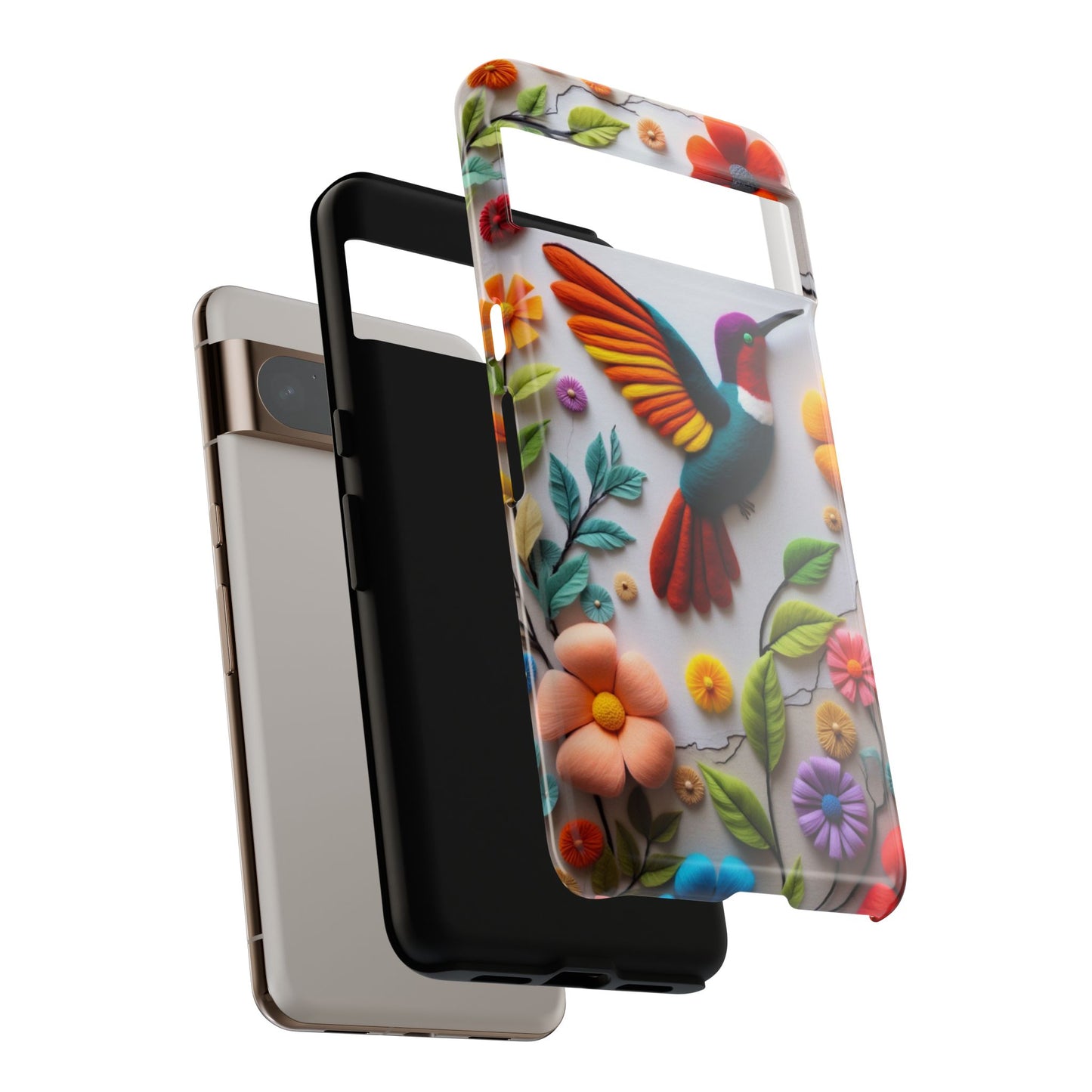 Embroidered Hummingbird with Floral Design | Nature's Elegant Stitch | iPhone 16 Pro