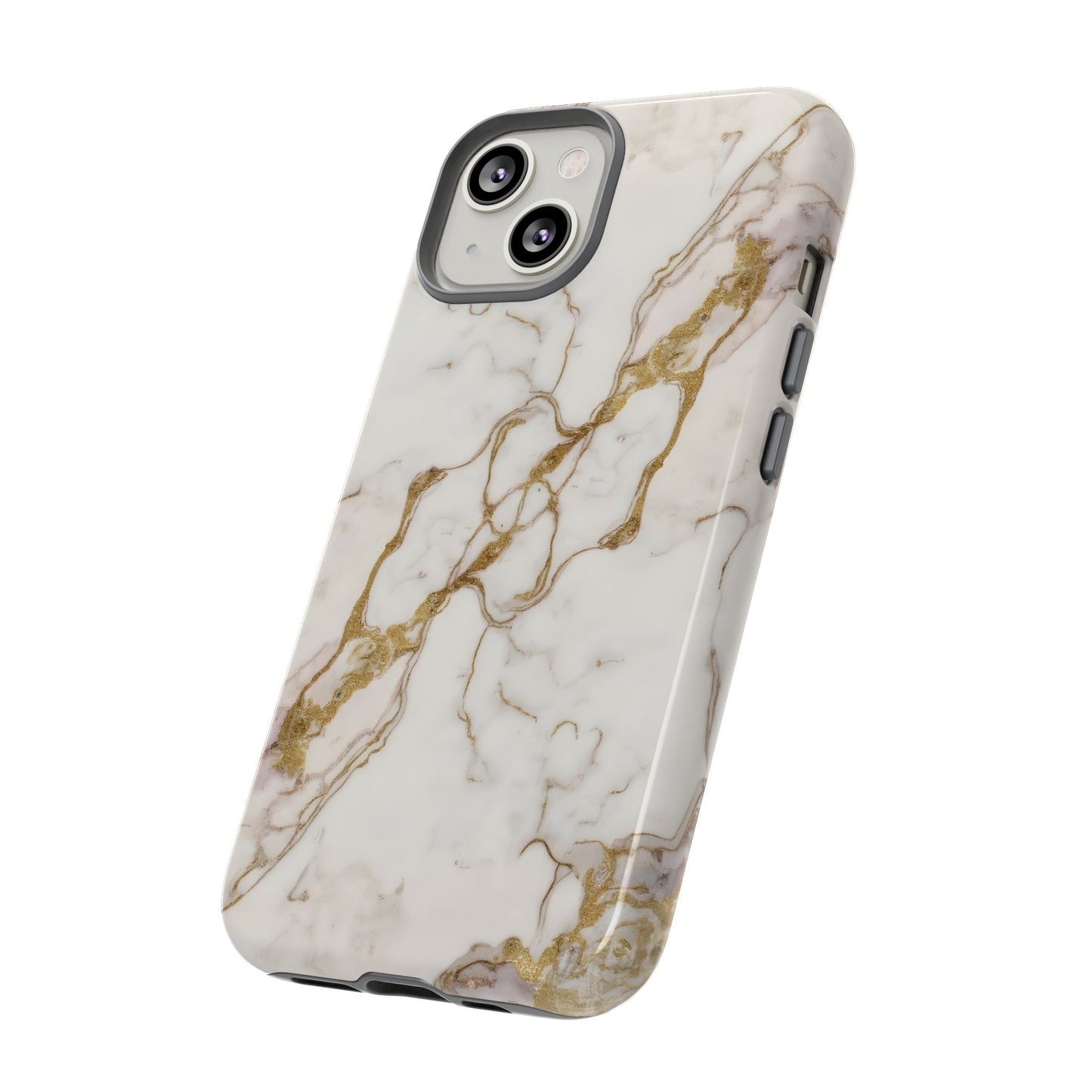 Elegant White and Gold Marble Case Design