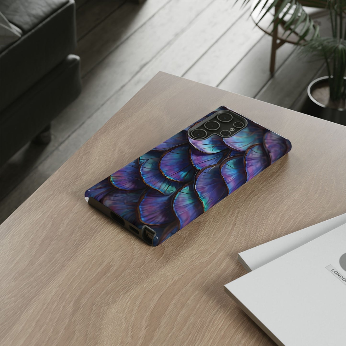 Abstract Macro Shot of Iridescent Butterfly Fish Scales Phone Case Design