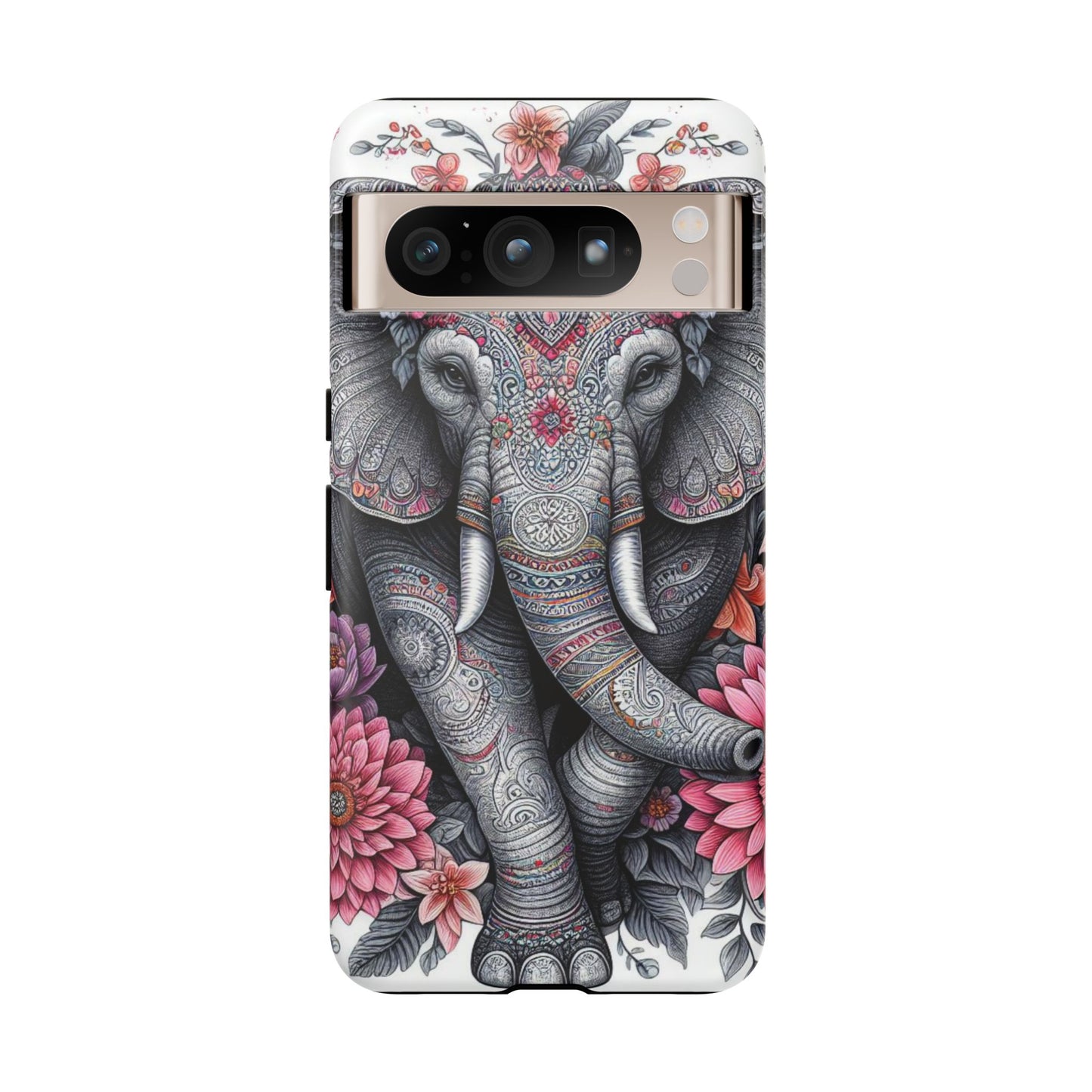 Bohemian Floral Elephant Mobile Cover – Intricate Mandala Art