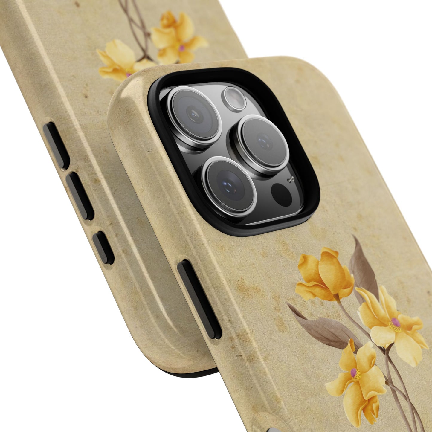 Minimal Vintage Floral Phone Case β Yellow Flower on Beige | iPhone, Samsung & Pixel