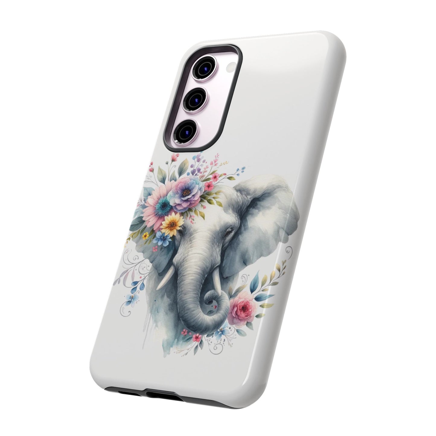 Floral Elephant Mobile Cover – Elegant Watercolor Art