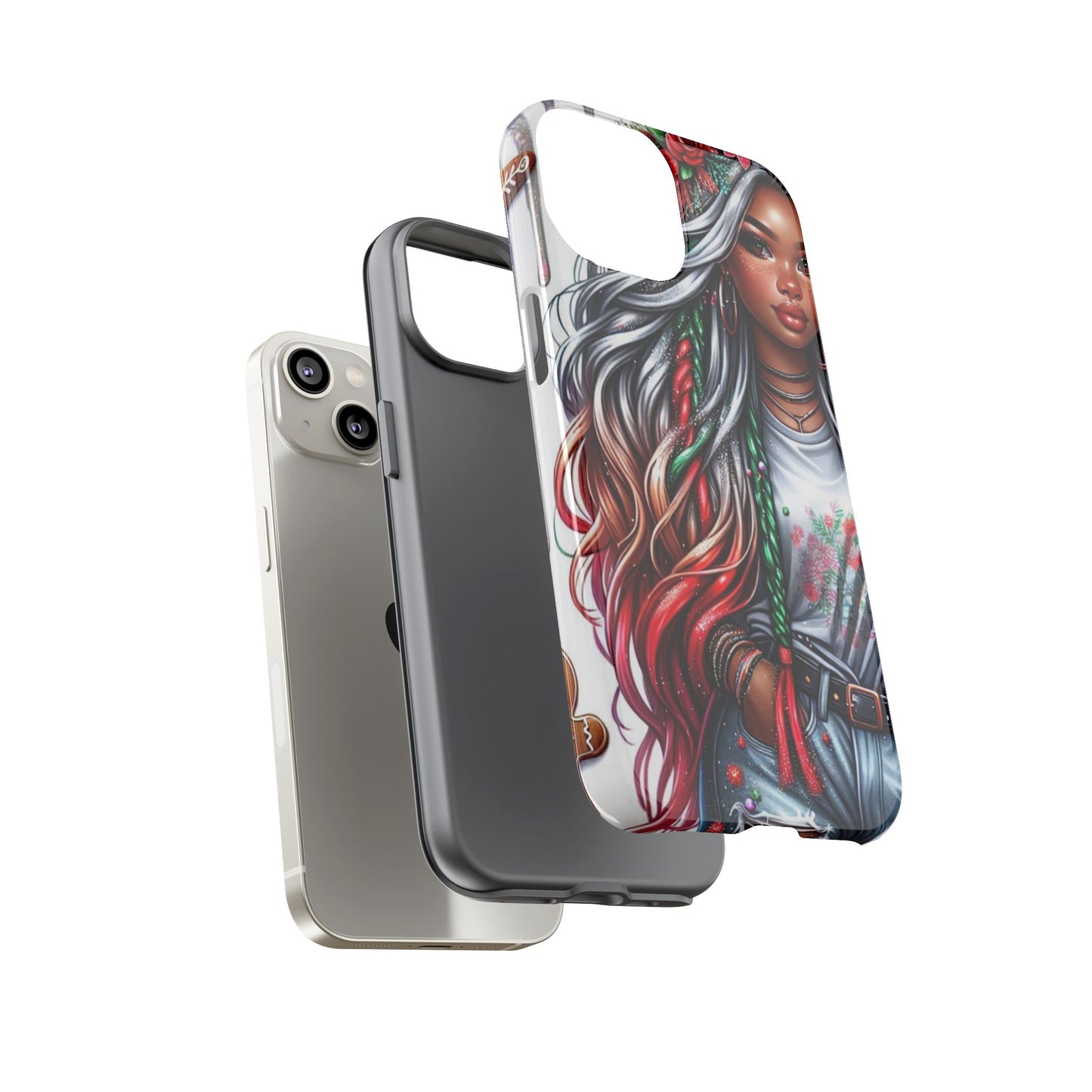 Festive Boho Queen – Holiday Glow & Candy Cane Braids Mobile Cover
