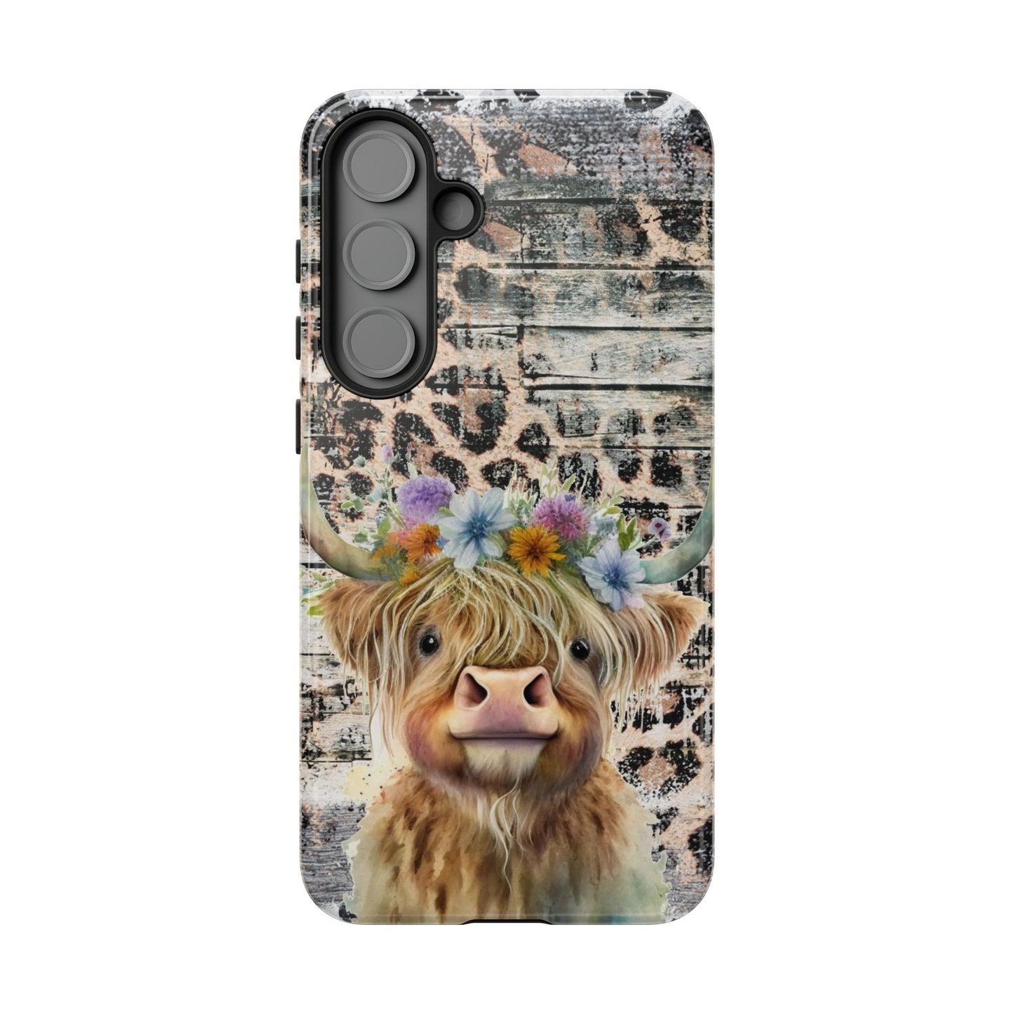 Leopard Print Heifer Phone Case - iPhone, Samsung & Google Pixel Cover - Artistic Cow Phone Case, Animal Lover Gift