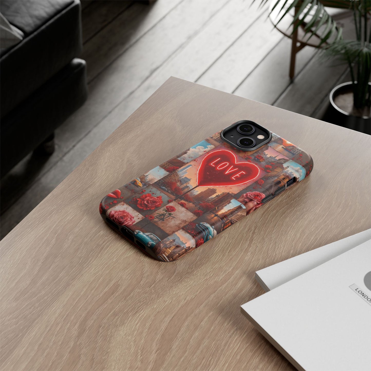 Neon Love Heart & Rose Phone Case