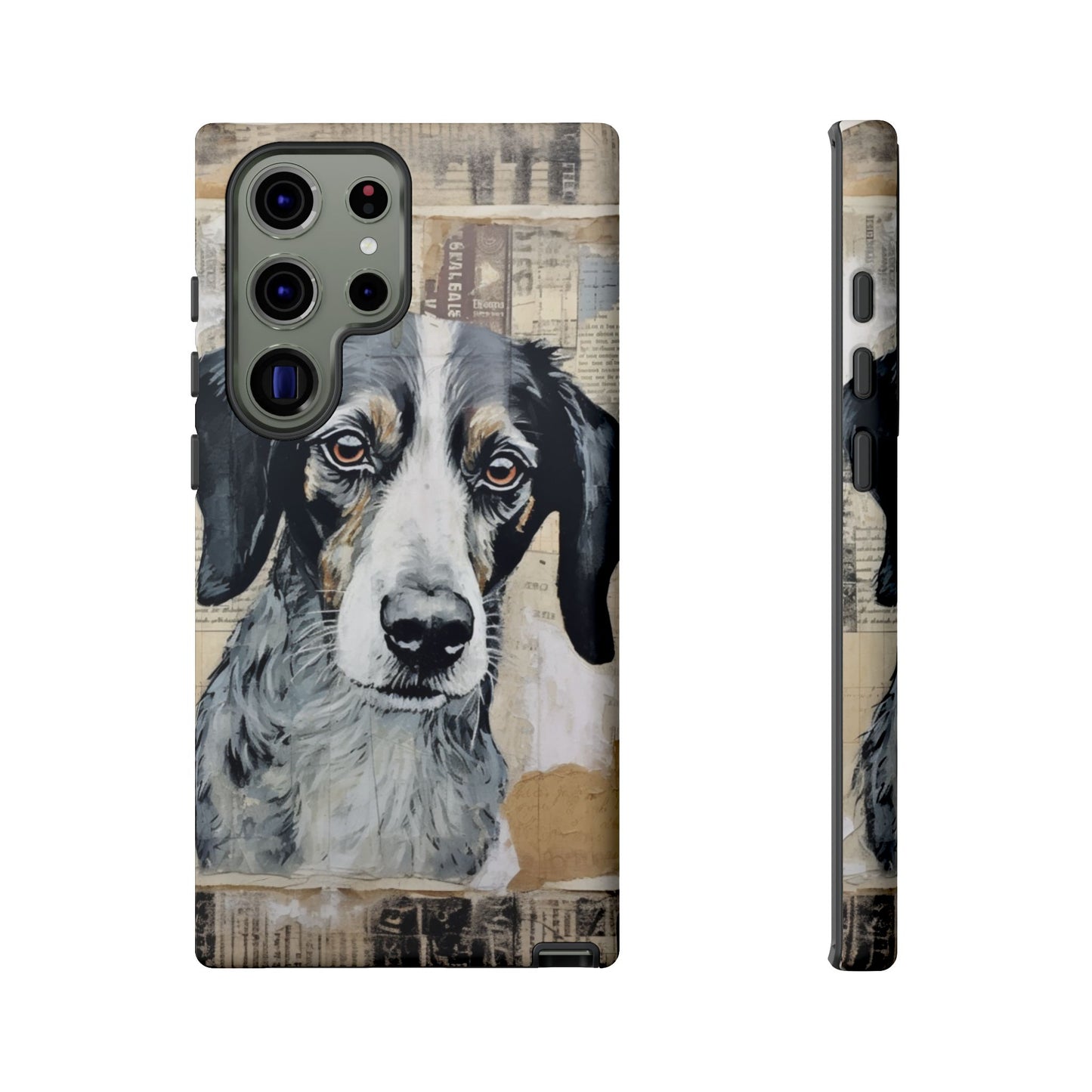 Personalized Rustic Dog Portrait – Vintage Collage Art Style