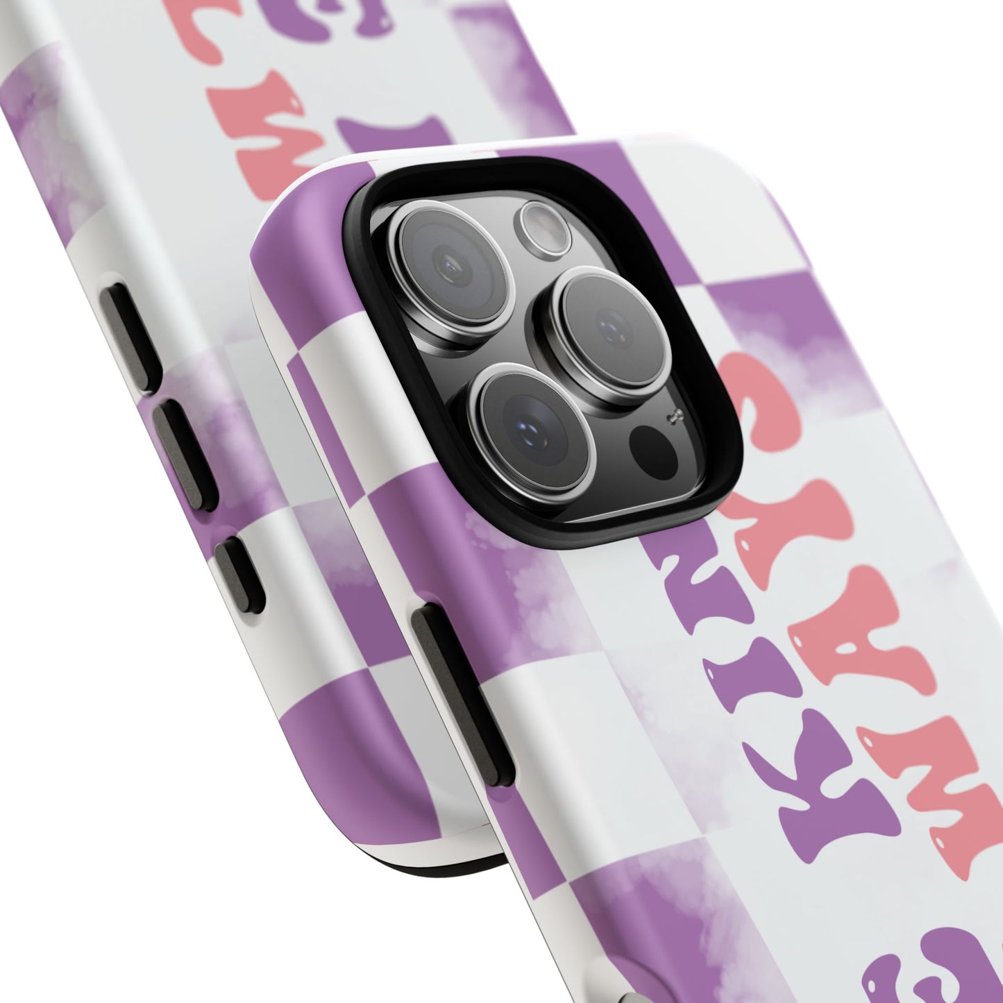 Be Kind Always Phone Case, Motivational Quote Cover for iPhone, Samsung & Google Pixel White Purple Checkered Pattern Phone Cover, Wavy Text Case, Kindness Phone Case, Inspirational Gift