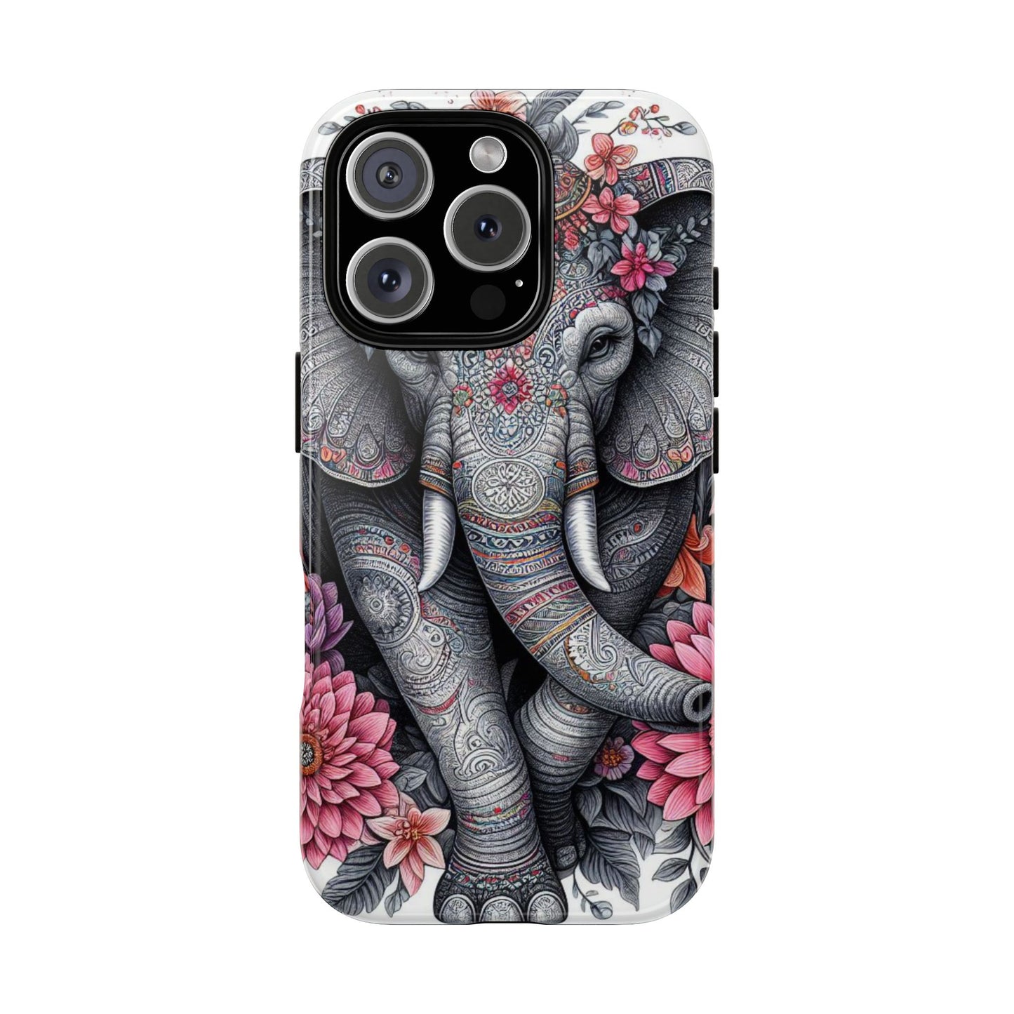 Bohemian Floral Elephant Mobile Cover – Intricate Mandala Art