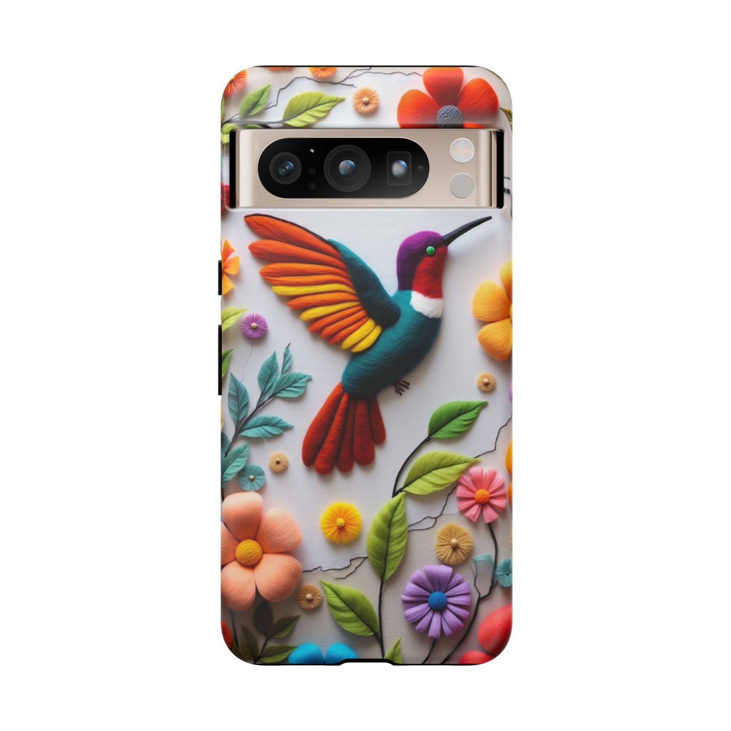 Embroidered Hummingbird with Floral Design | Nature's Elegant Stitch | iPhone 16 Pro