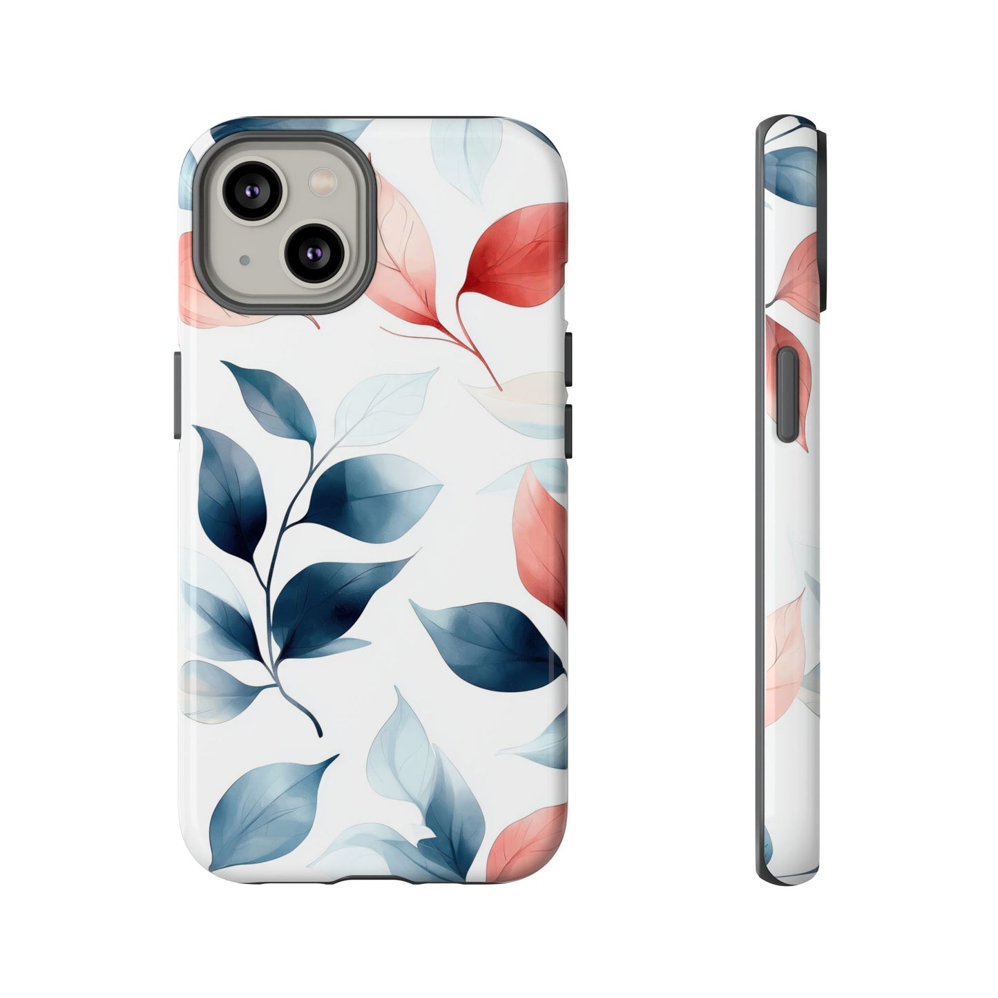 Blush & Blue Botanical Leaves Phone Case | Soft Nature-Inspired Design for iPhone, Pixel & Samsung
