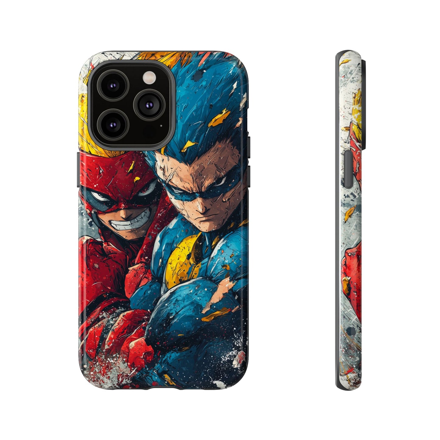 Comic Clash: Superhero Duo | Action, Power, Justice, Heroes, Manga Style Phone Case for iPhone, Samsung & Pixel