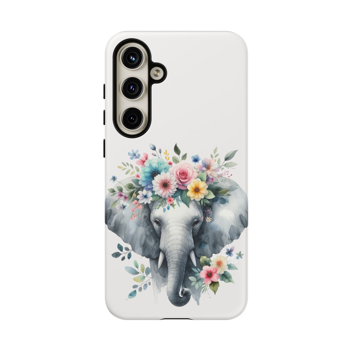 Floral Crown Elephant Mobile Cover – Elegant Watercolor Art