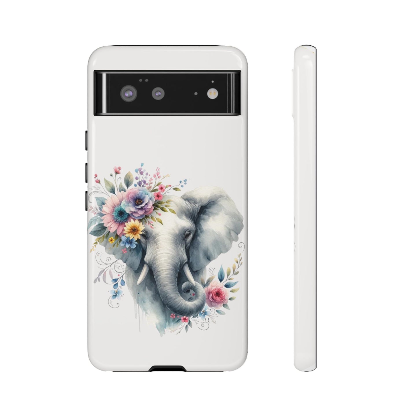 Floral Elephant Mobile Cover – Elegant Watercolor Art