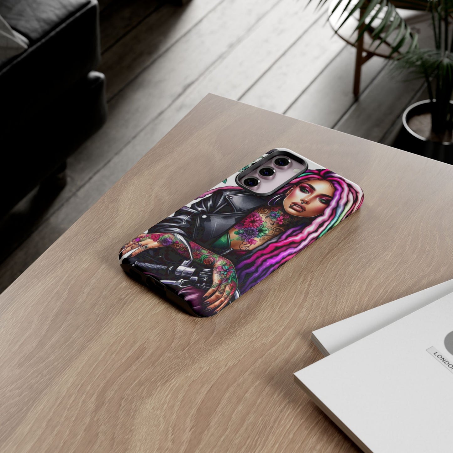 Neon Rebel – Vibrant Biker Queen Mobile Cover