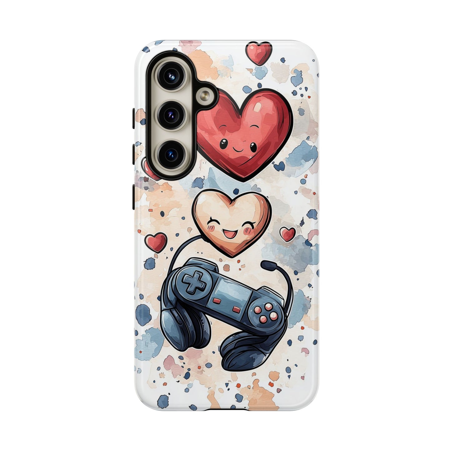 Gaming Love: Kawaii Hearts Anime Phone Case for iPhone, Samsung, Google Pixel
