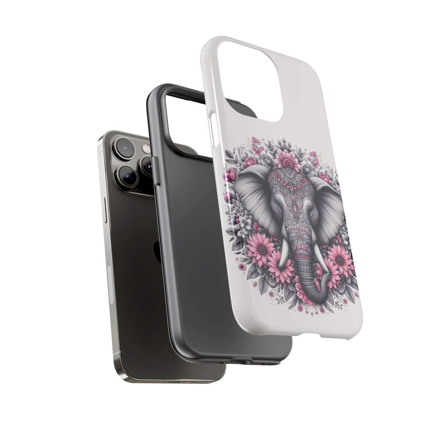 Intricate Floral Elephant Mobile Cover – Mandala-Inspired Boho Art