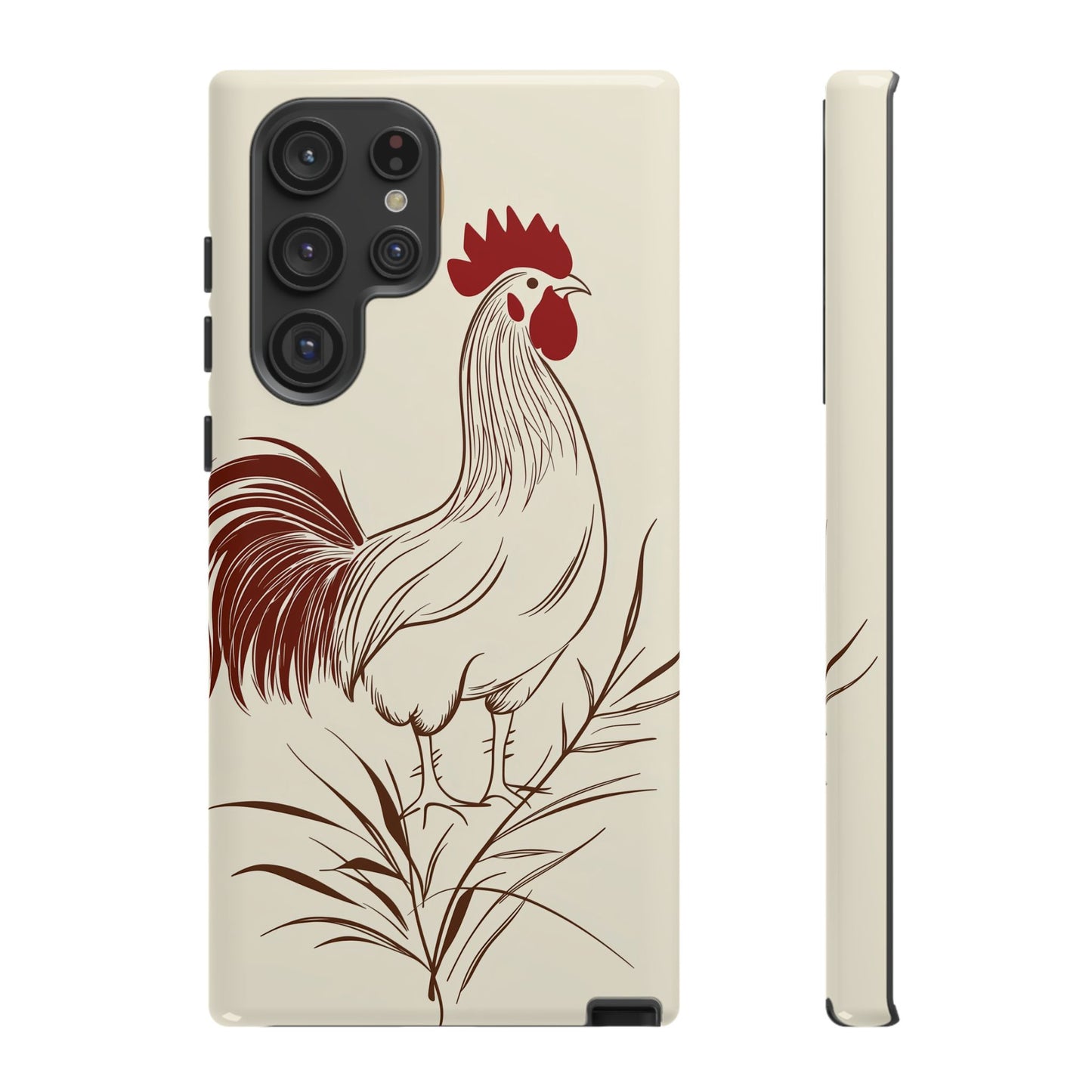 Golden Dawn Rooster: Minimalist Farmstead Charm Case for iPhone, Samsung & Pixel