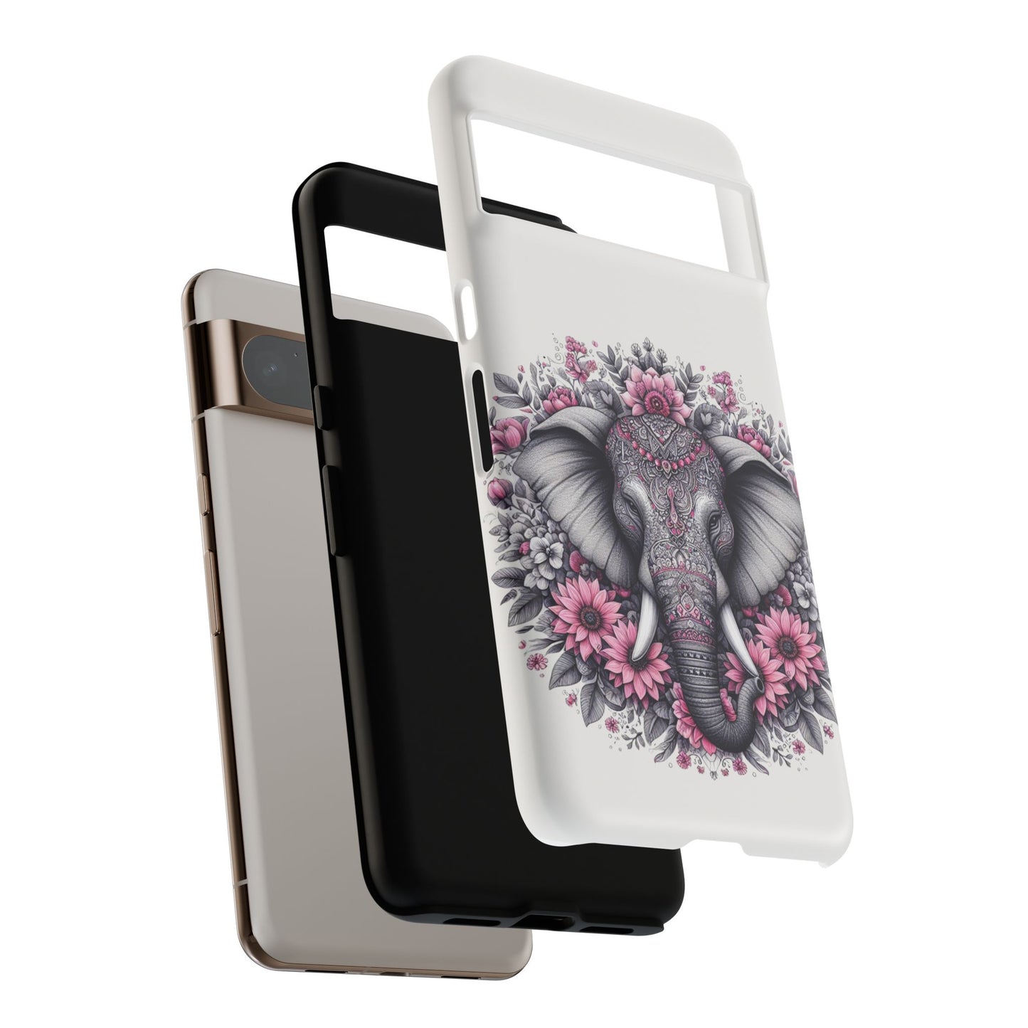 Intricate Floral Elephant Mobile Cover – Mandala-Inspired Boho Art