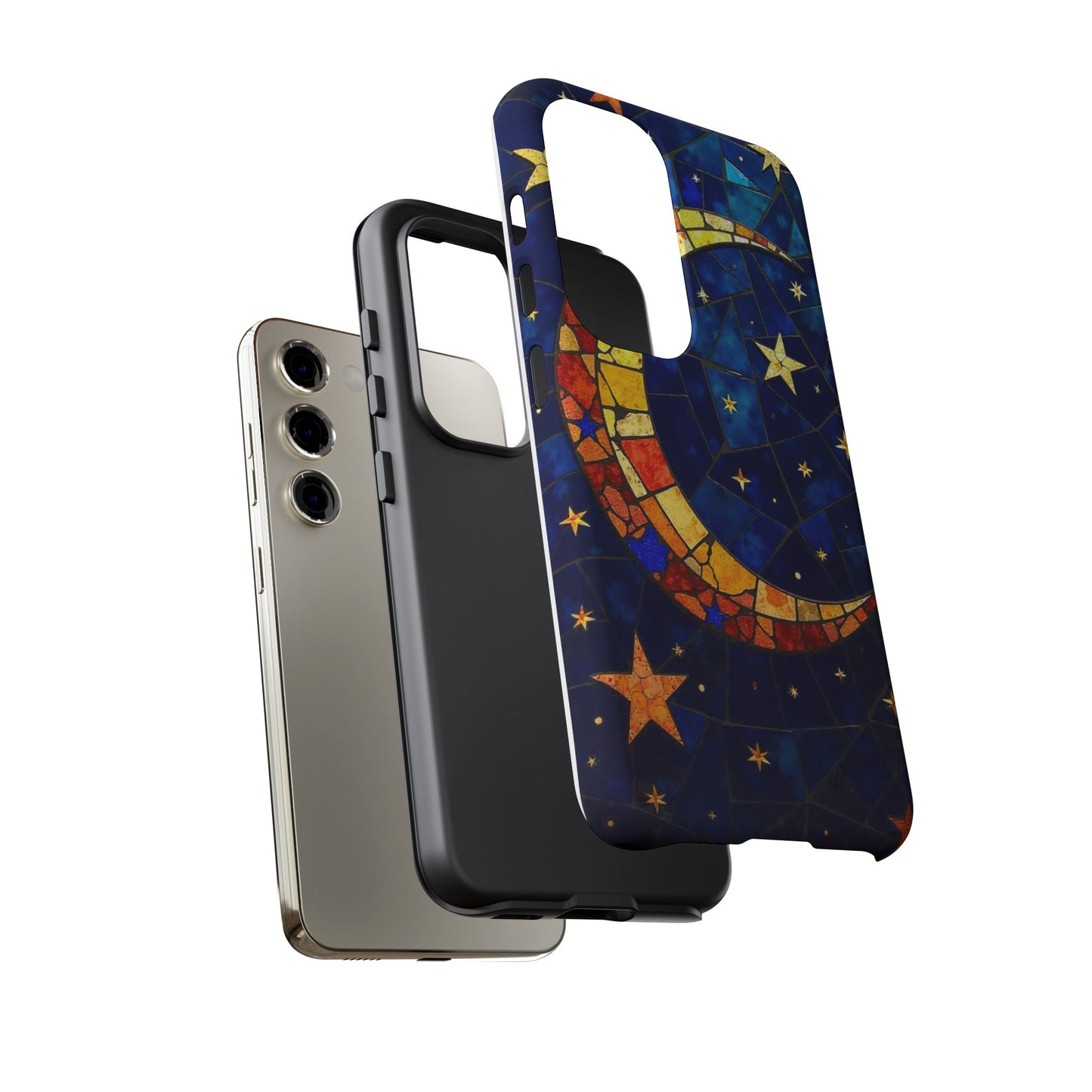 Celestial Crescent: Vibrant Moon and Stars Phone Case