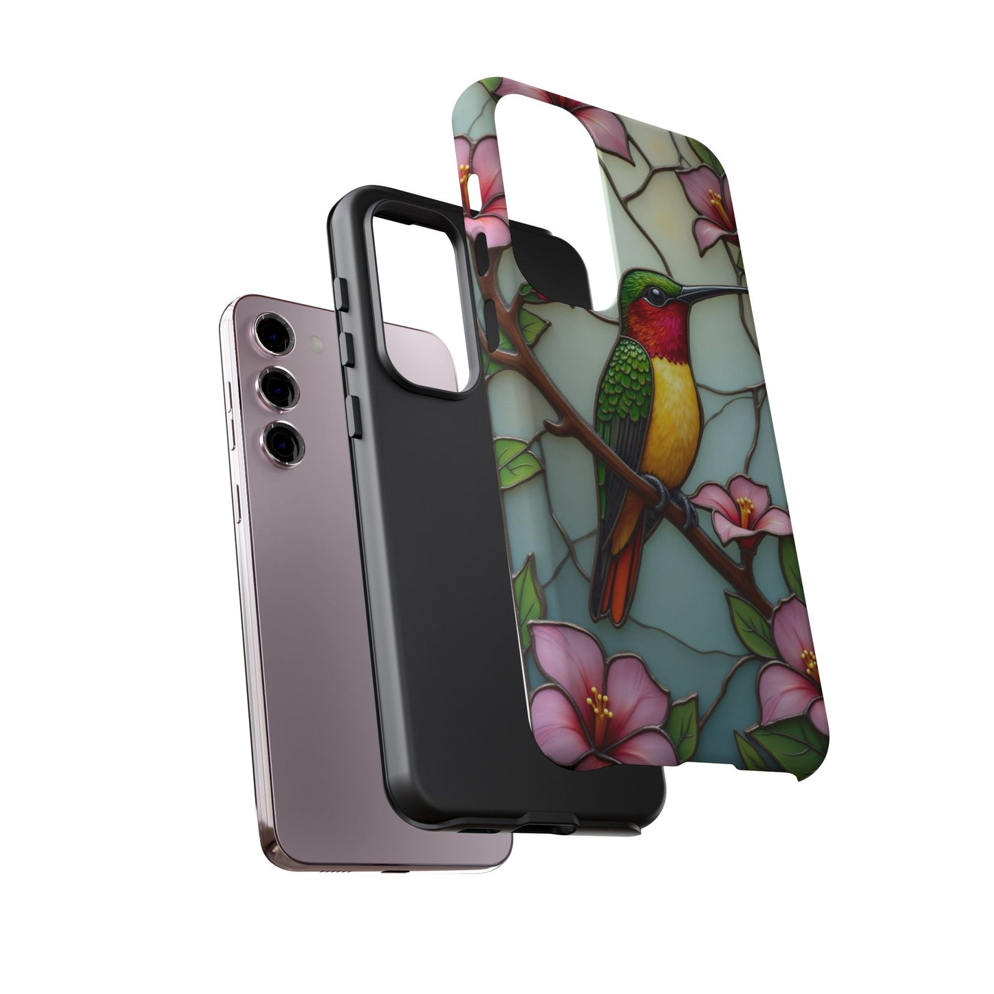 Elegant Hummingbird with Floral Mosaic | Artistic Nature Design