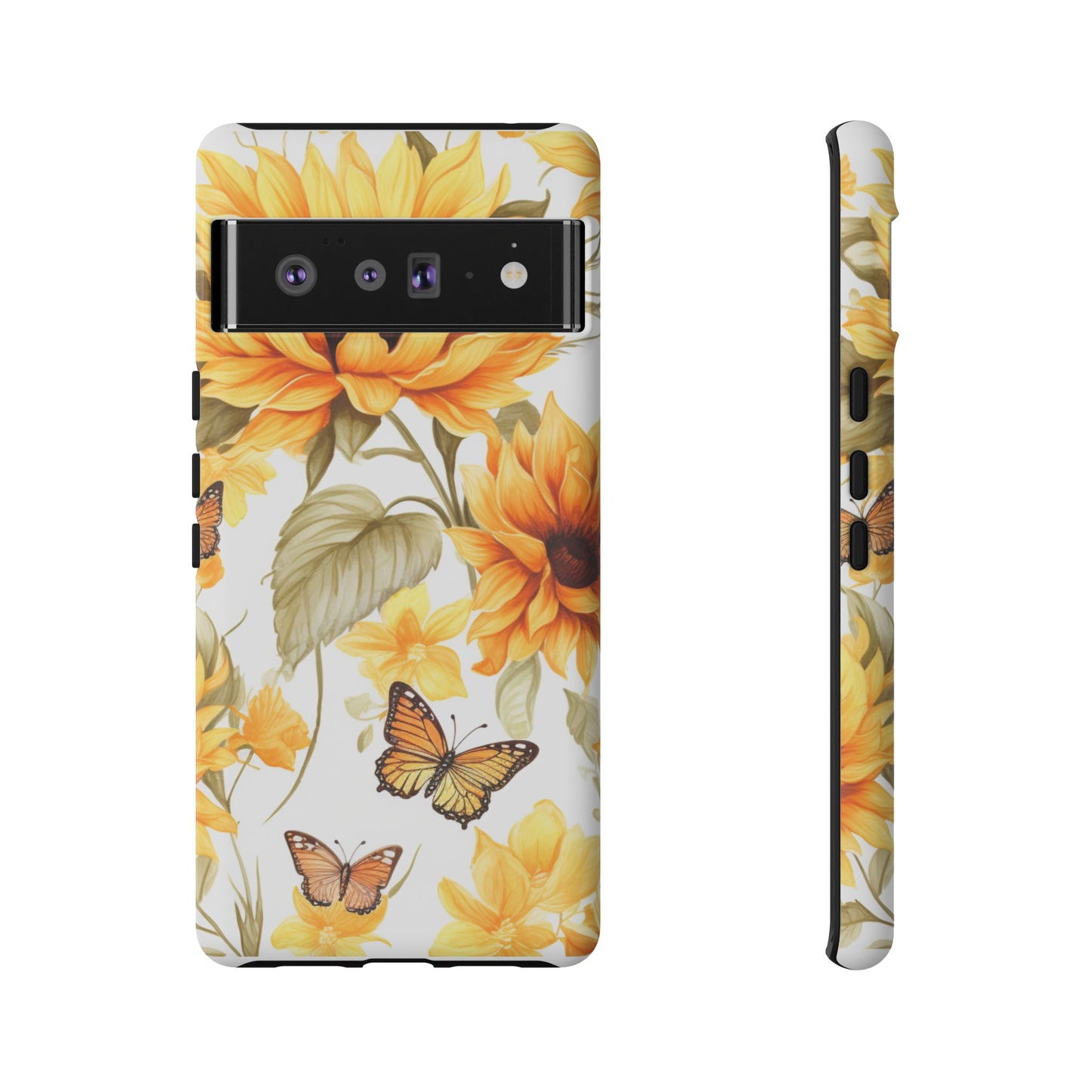 Golden Sunflower & Butterfly Phone Case – Warm & Elegant