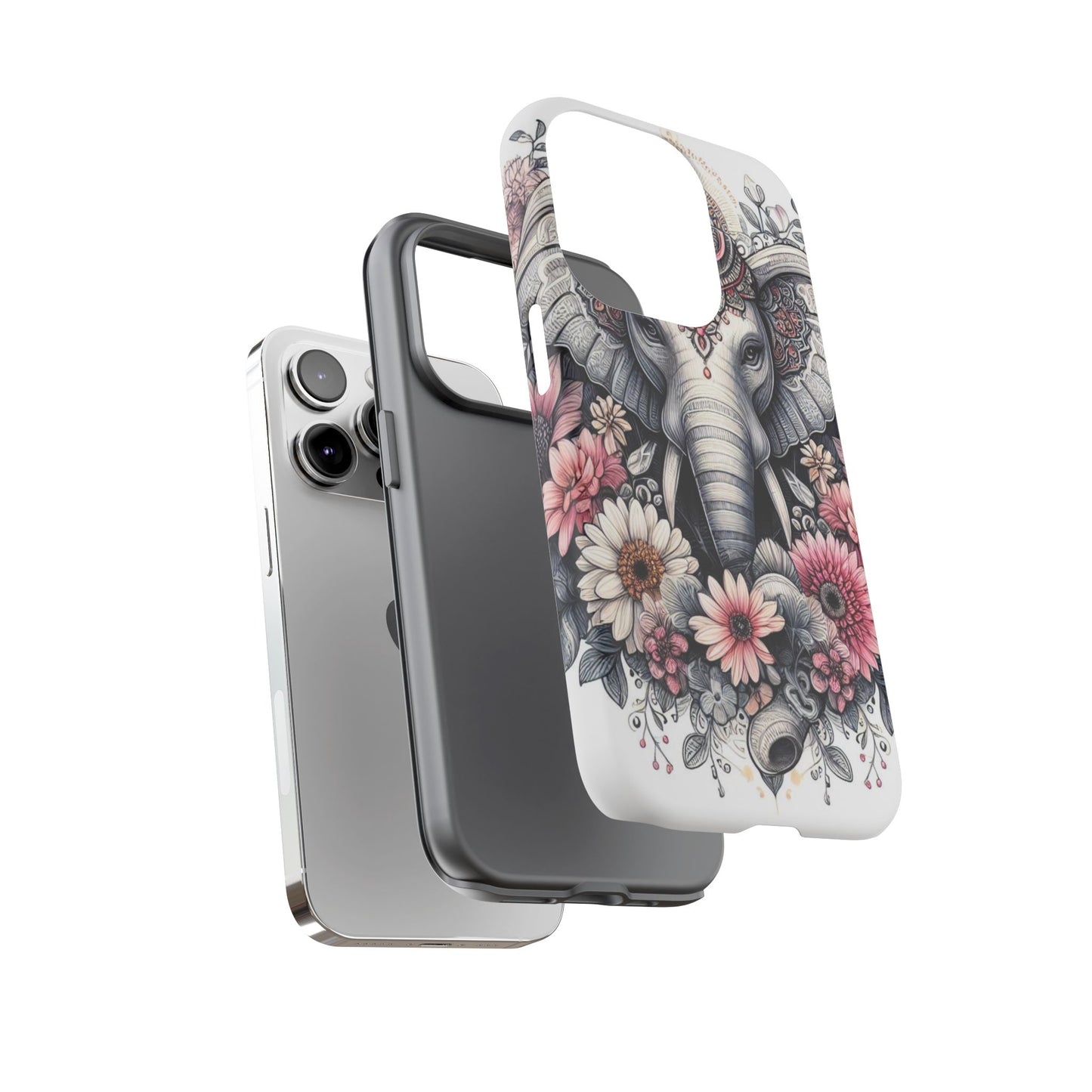 Royal Elephant Mandala Phone Case – Intricate Bohemian Floral Design