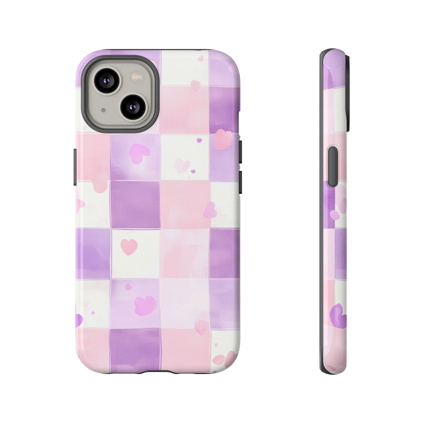 Kawaii Heart Gingham Phone Case for iPhone, Samsung, Google Pixel