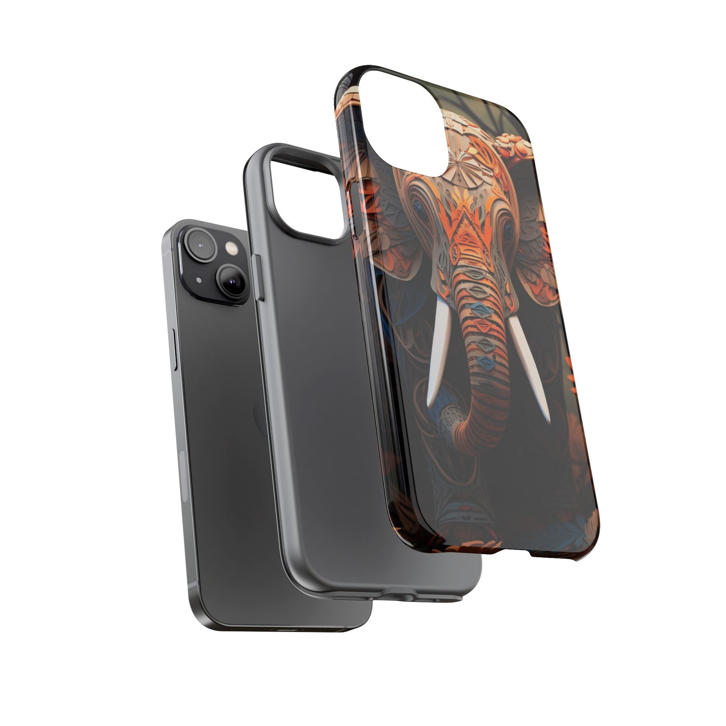 Elegant Artistic Elephant Mobile Cover – Intricate Paper-Cut Design