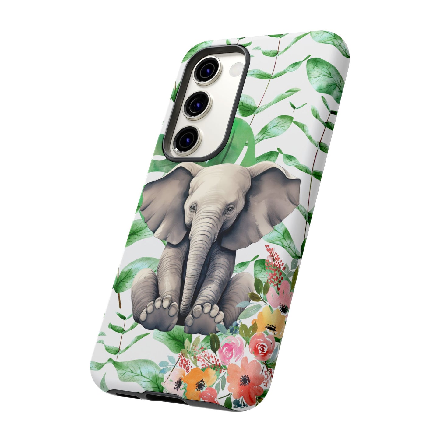 Cute Baby Elephant Mobile Cover – Floral & Tropical Aesthetic