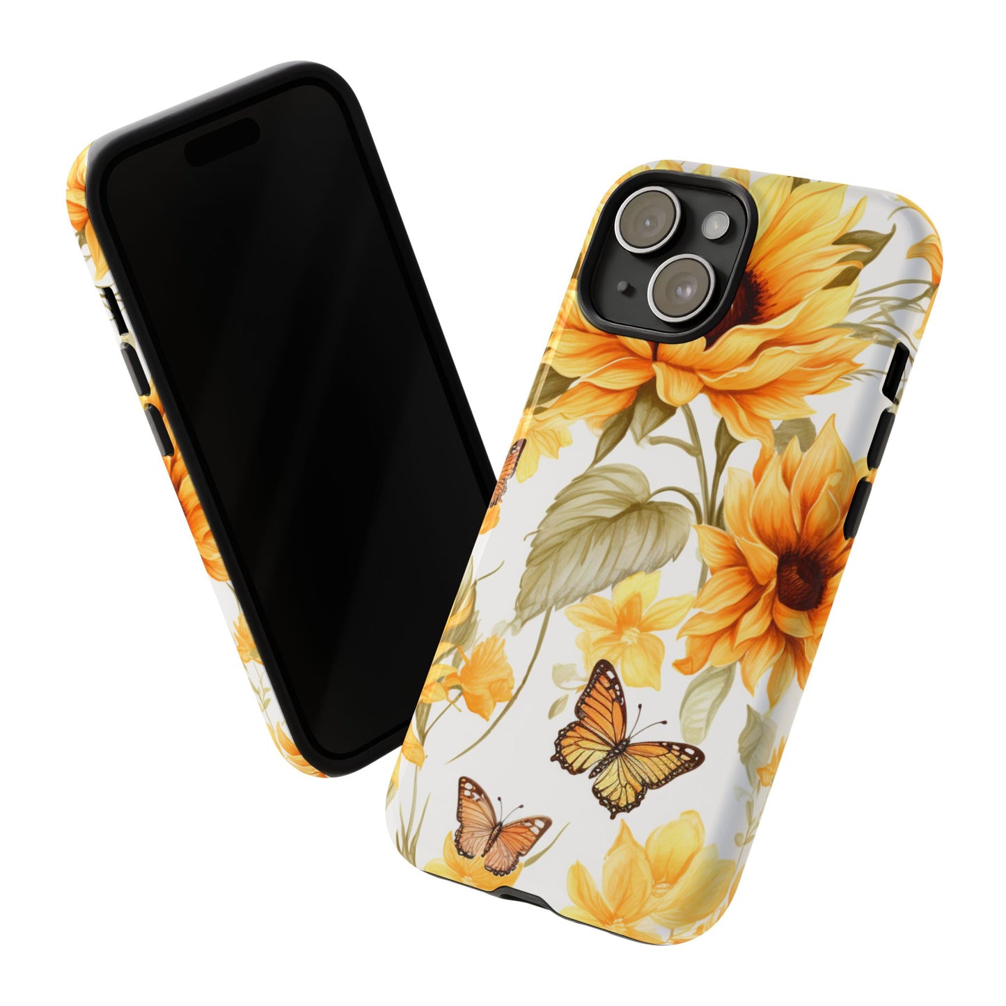Golden Sunflower & Butterfly Phone Case – Warm & Elegant