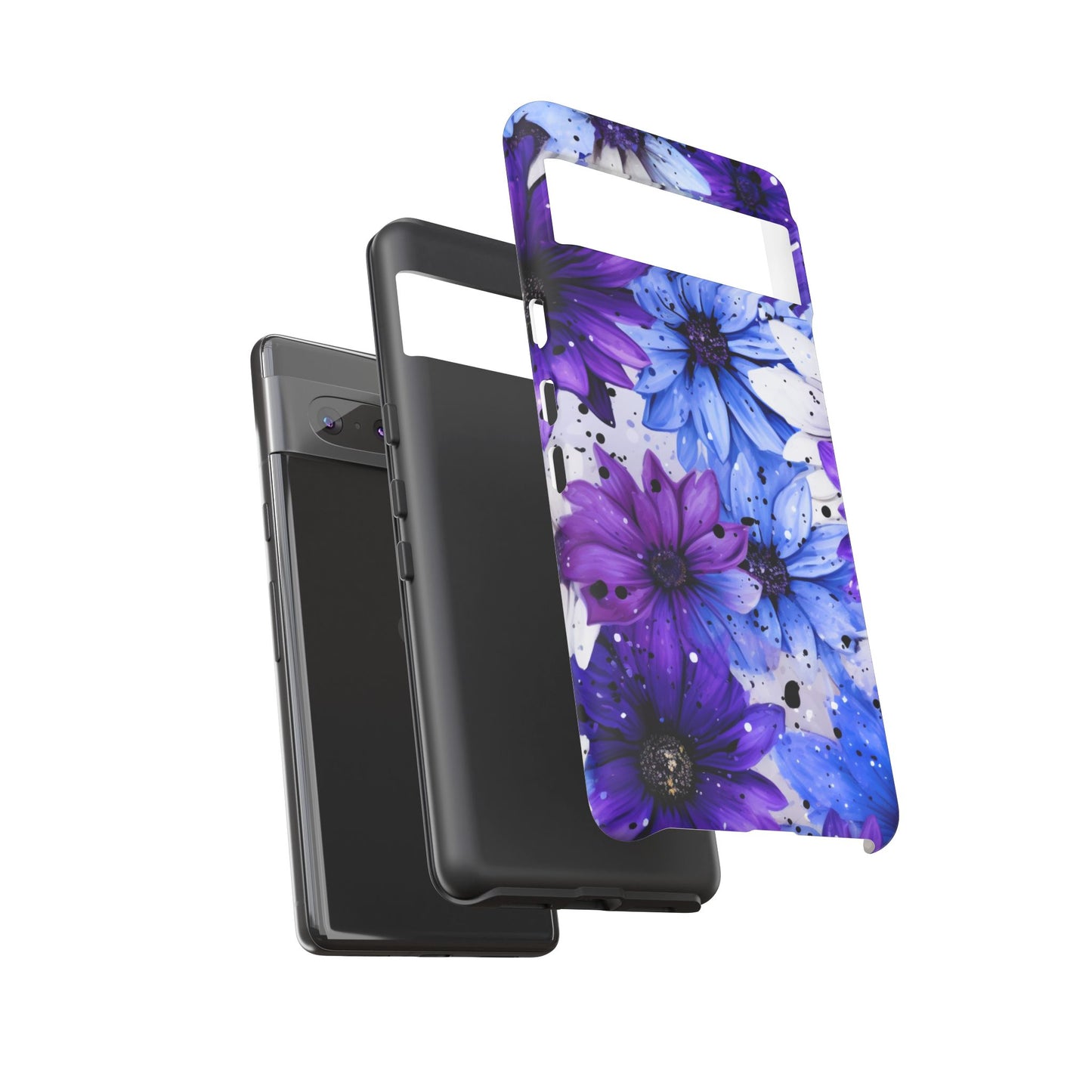 Blue & Purple Floral Splash Mobile Cover – Elegant Artistic Flowers