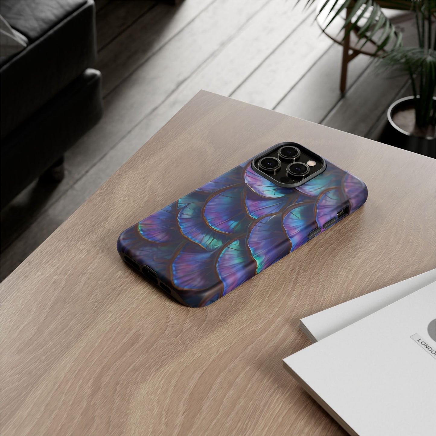 Abstract Macro Shot of Iridescent Butterfly Fish Scales Phone Case Design