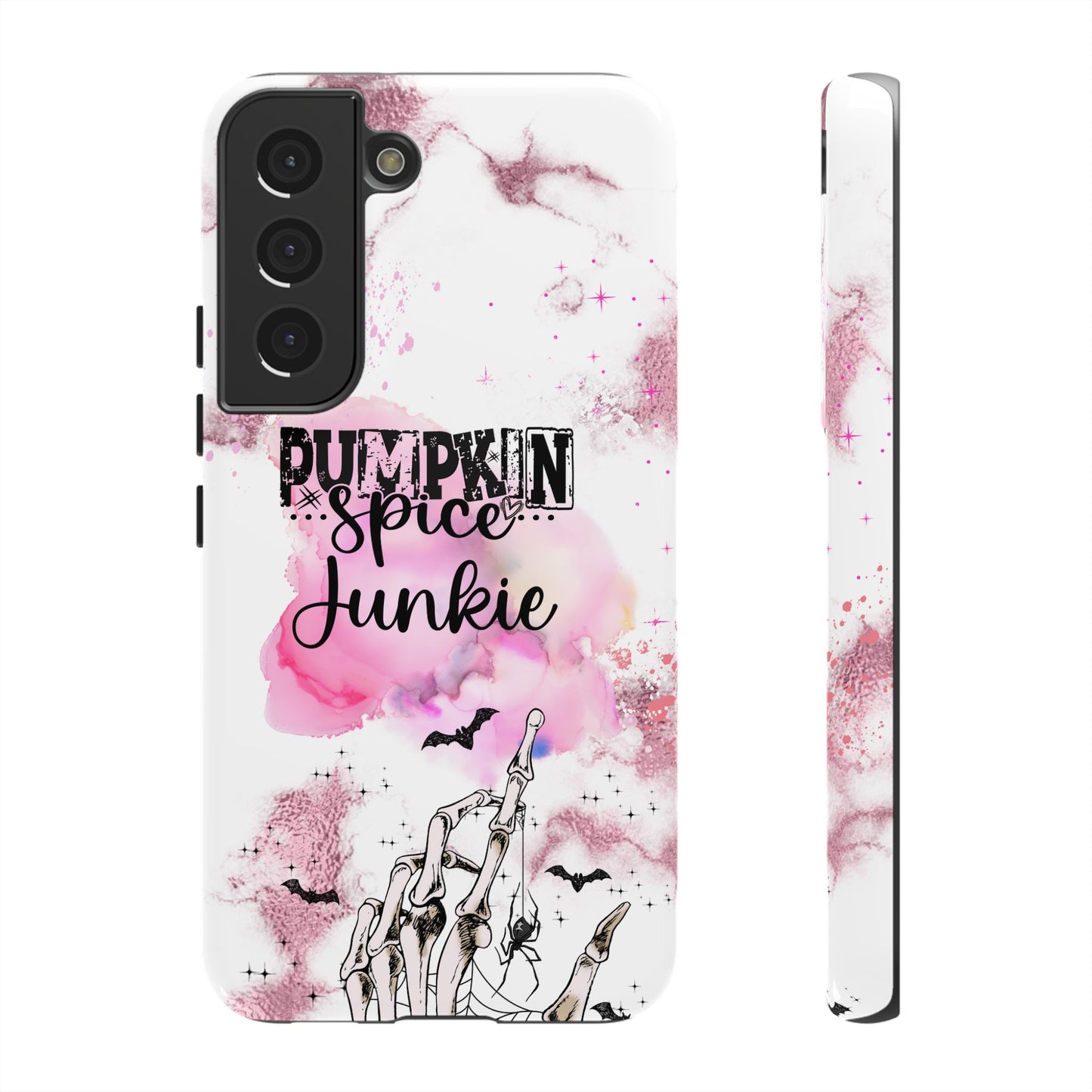 Pumpkin Spice Junkie Phone Case - Fall Aesthetic Cover for iPhone, Samsung & Google Pixel, Skeleton Hand Phone Case, Watercolor Phone Cover, Girly Phone Case