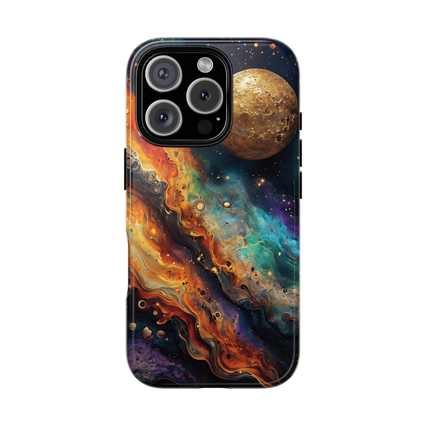 Cosmic Abstract Artwork With Dynamic Swirling Fluid Patterns phone case design.