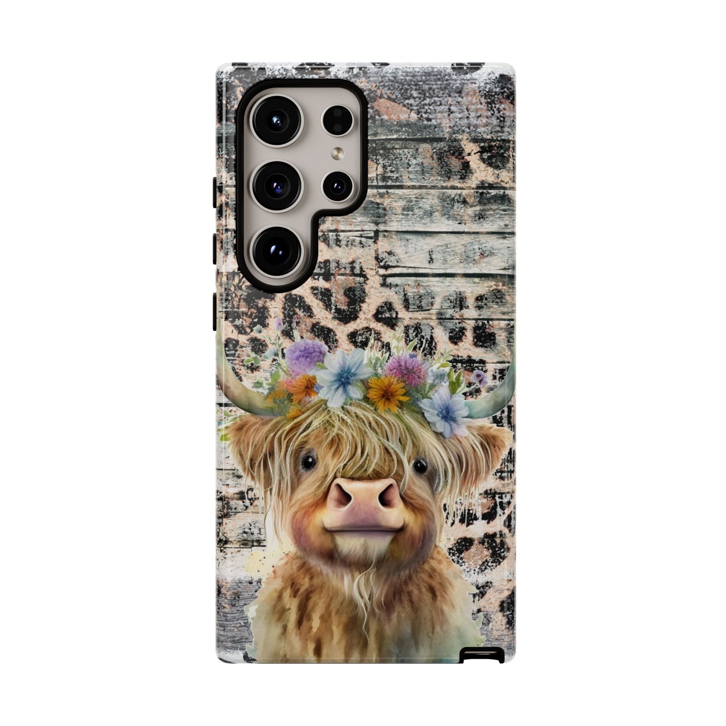 Leopard Print Heifer Phone Case - iPhone, Samsung & Google Pixel Cover - Artistic Cow Phone Case, Animal Lover Gift