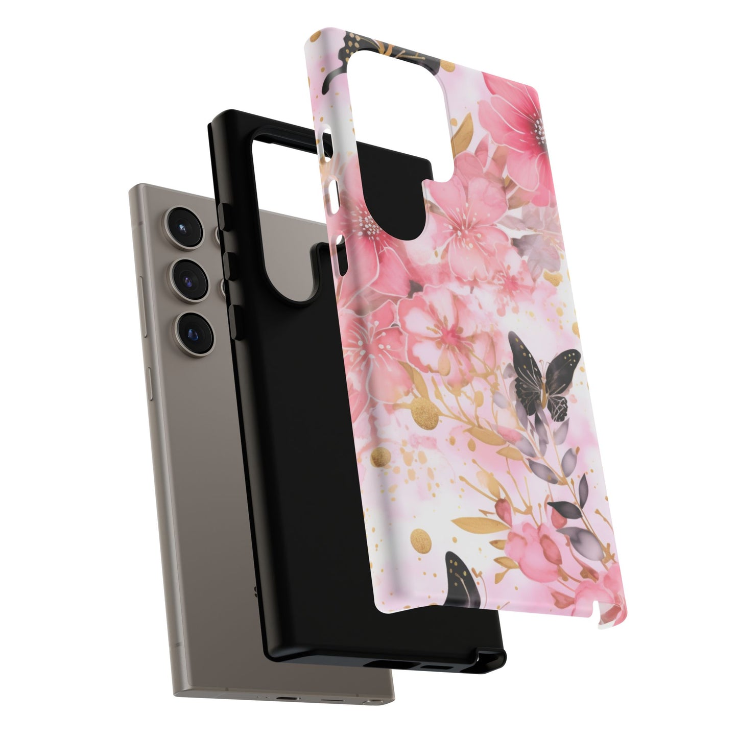 Pink Blossom & Gold Butterfly Mobile Case