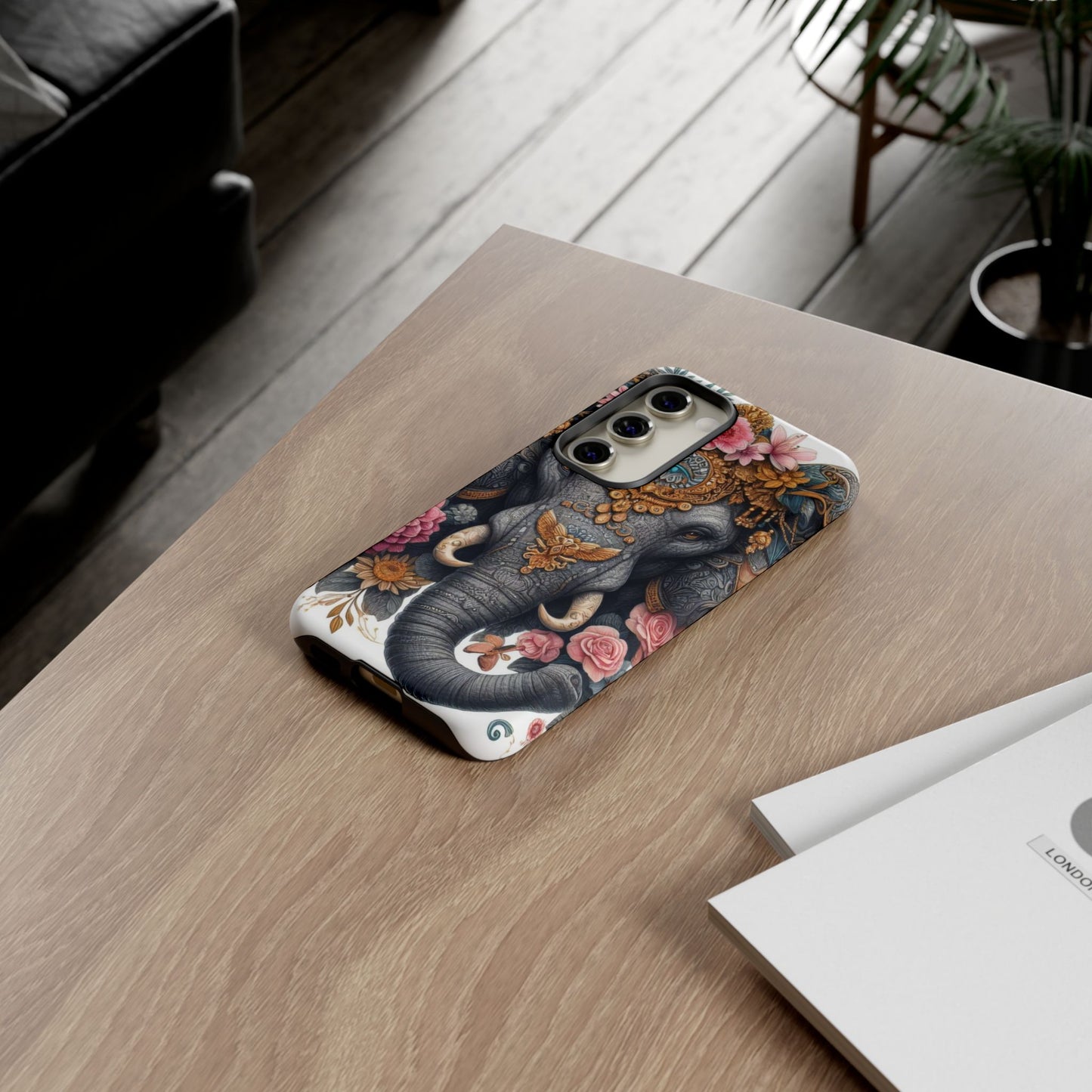 Golden Royal Elephant Mobile Cover – Luxurious Ornate Art