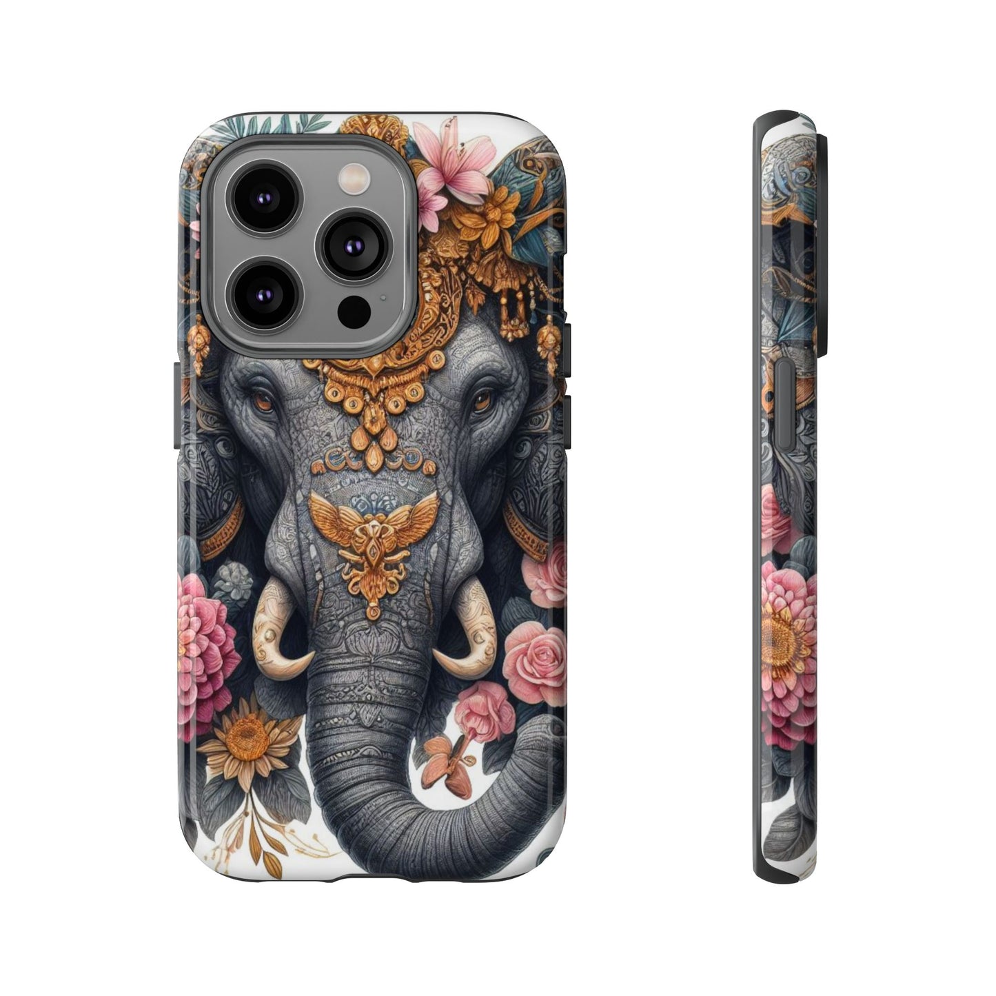Golden Royal Elephant Mobile Cover – Luxurious Ornate Art