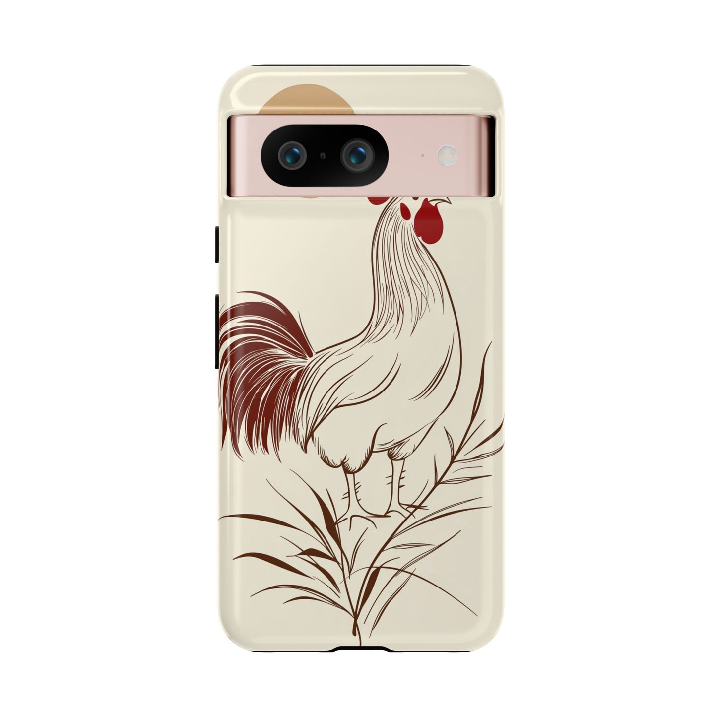 Golden Dawn Rooster: Minimalist Farmstead Charm Case for iPhone, Samsung & Pixel