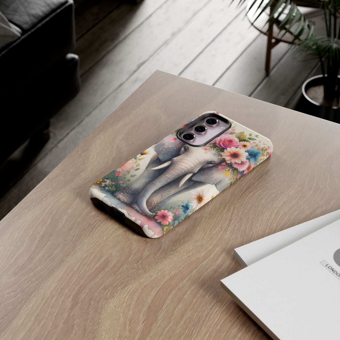 Watercolor Floral Elephant Mobile Cover – Dreamy Artistic Design